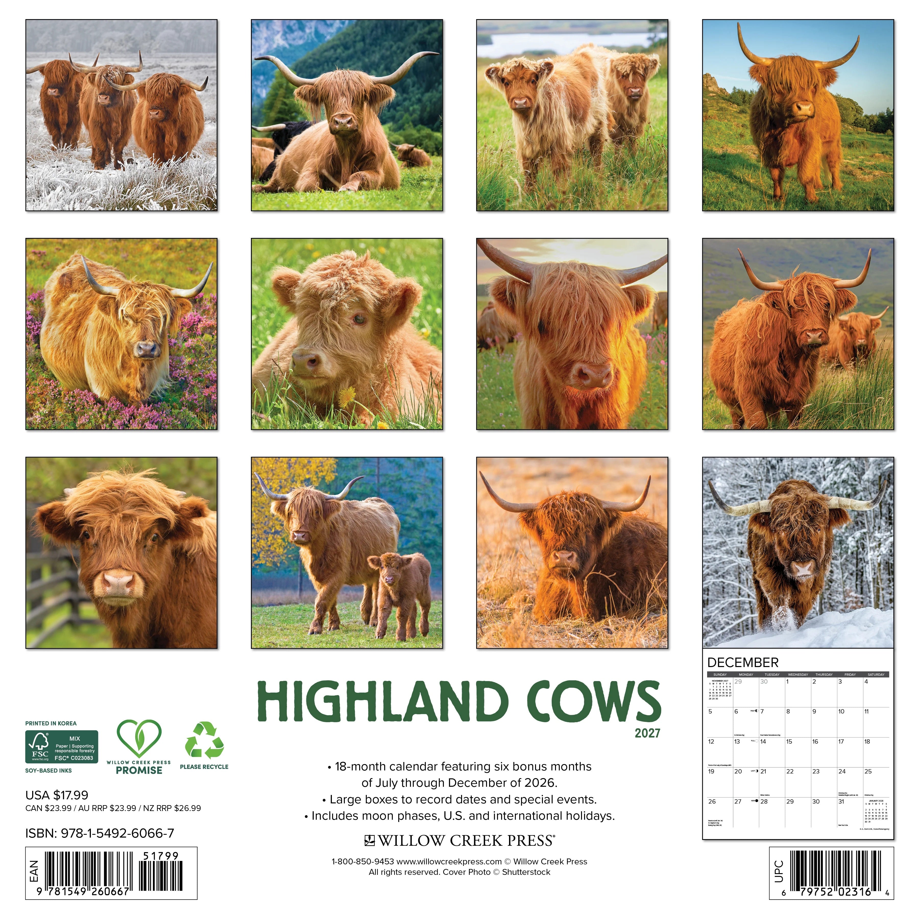 2027 Highland Cows Wall Calendar 12X12 20 9781549260667_50ee31c9-2e81-470e-bfb4-22b742c8758c