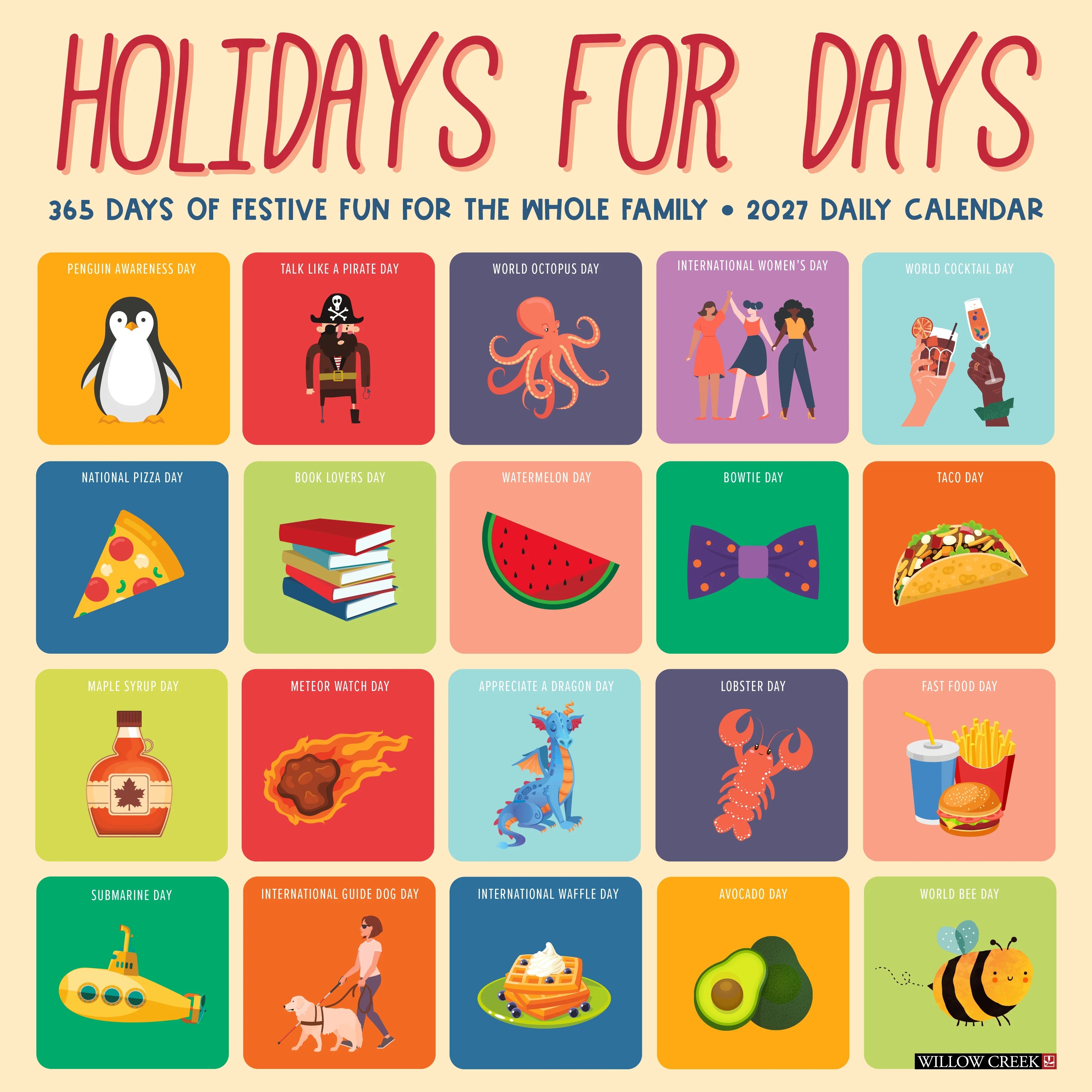 2027 Holidays for Days Wall Calendar 12X12 20 9781549260681