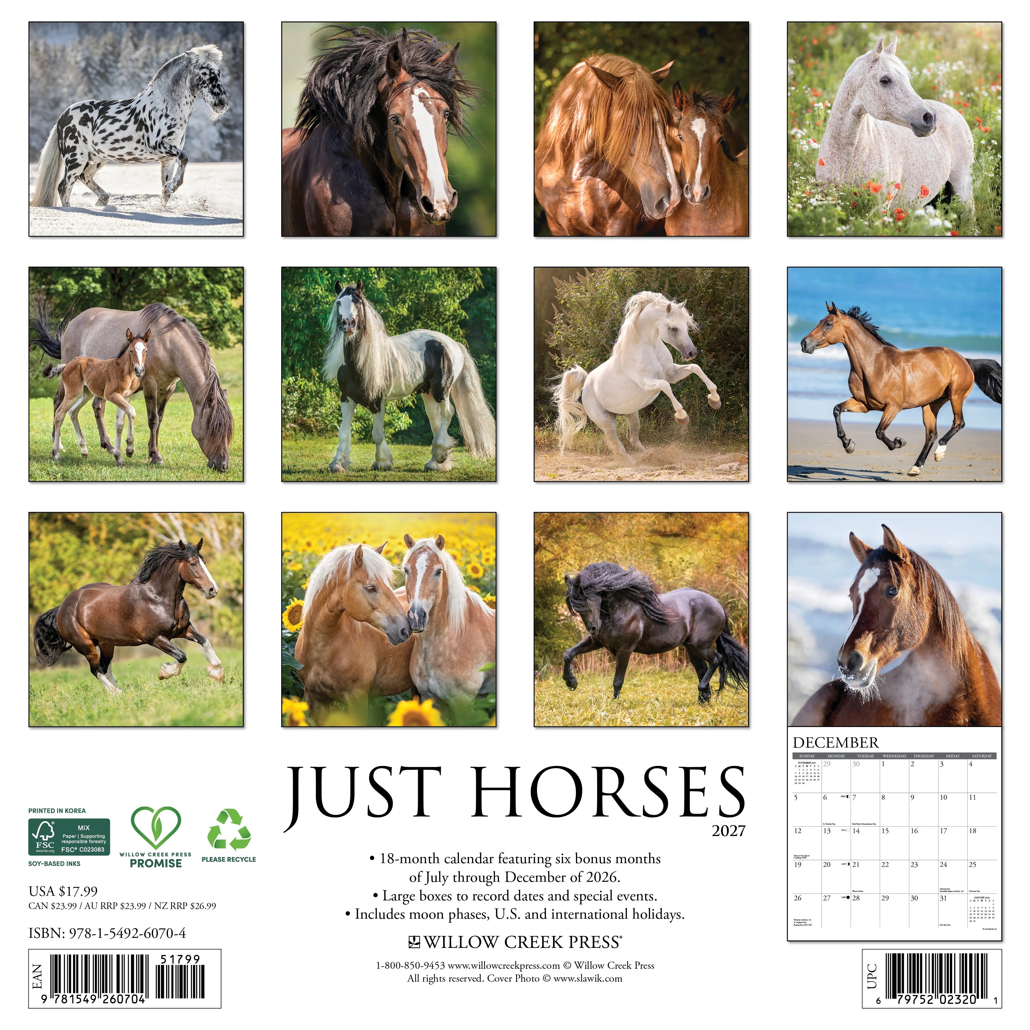 2027 Just Horses Wall Calendar 12X12 20 9781549260704_4bf1a35a-6be6-4d78-acc7-5b7df130270b