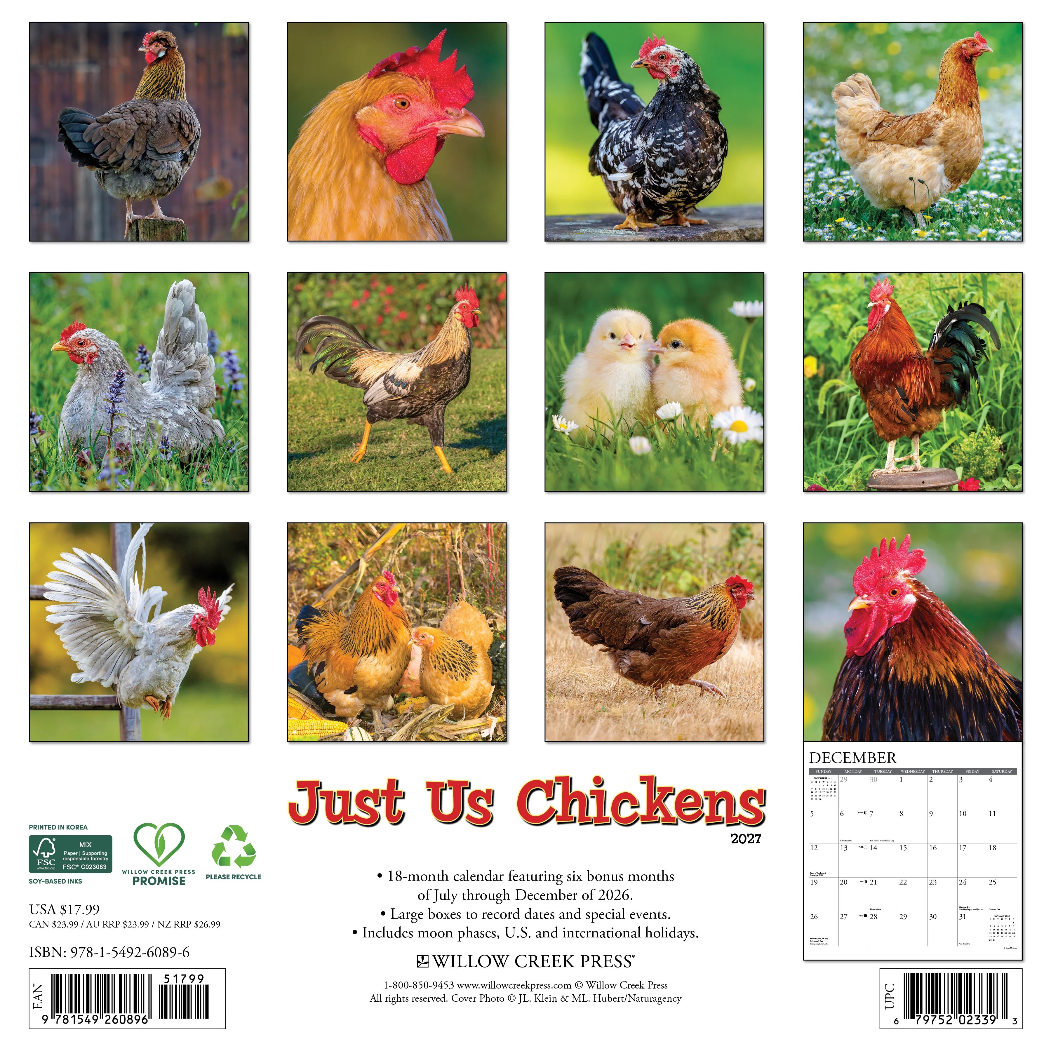2027 Just Us Chickens Wall Calendar 12X12 20 9781549260896_6f93db4c-b9df-408b-b7ce-95bf702c4cbb