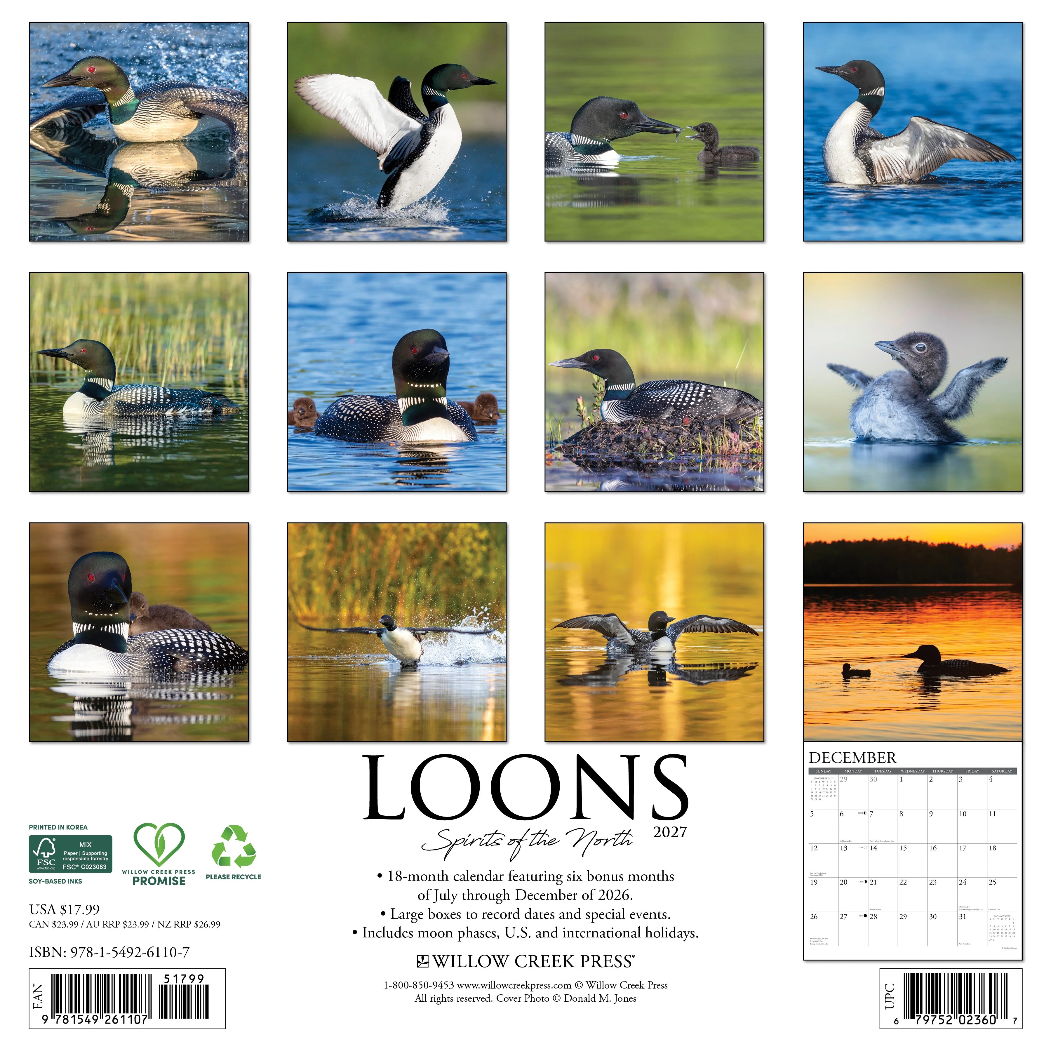 2027 Loons Wall Calendar 12X12 20 9781549261107_049112fa-e14e-4834-9460-2e3616be89e6