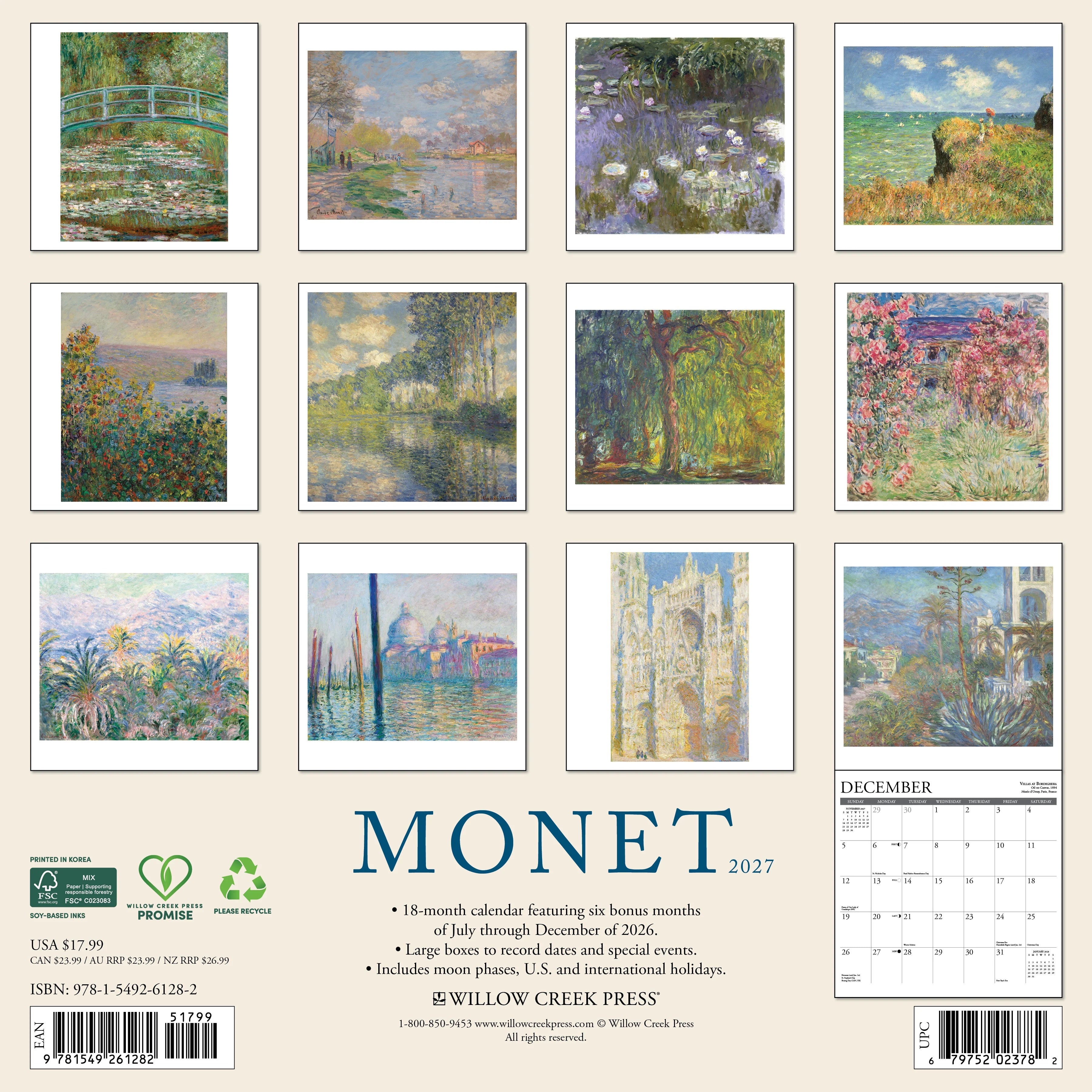 2027 Monet Wall Calendar 12X12 20 9781549261282_8107ae1c-432c-4862-b80e-531f9264b9d2