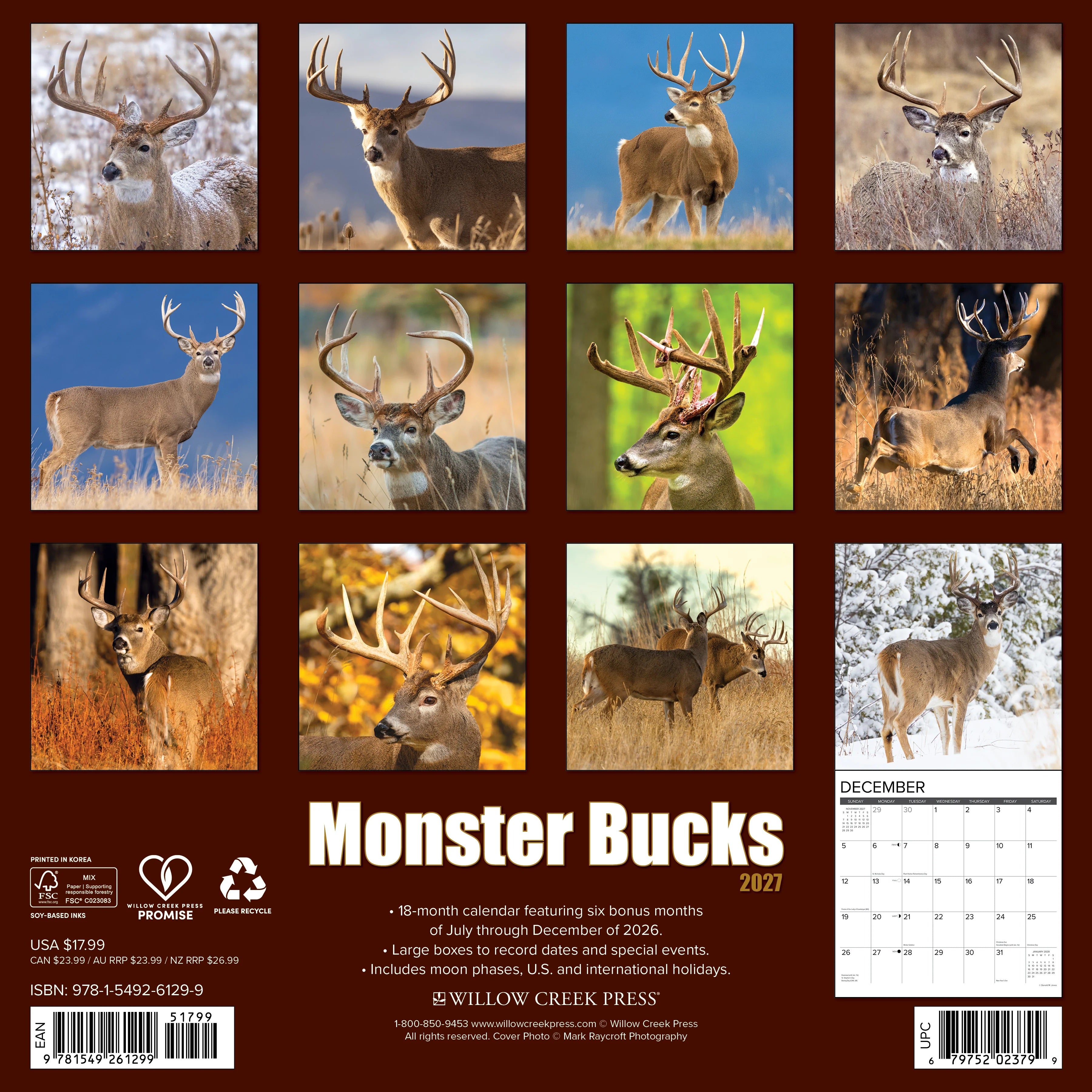 2027 Monster Bucks Wall Calendar 12X12 20 9781549261299_04694229-bd4e-4d58-b51f-36b6259b5123