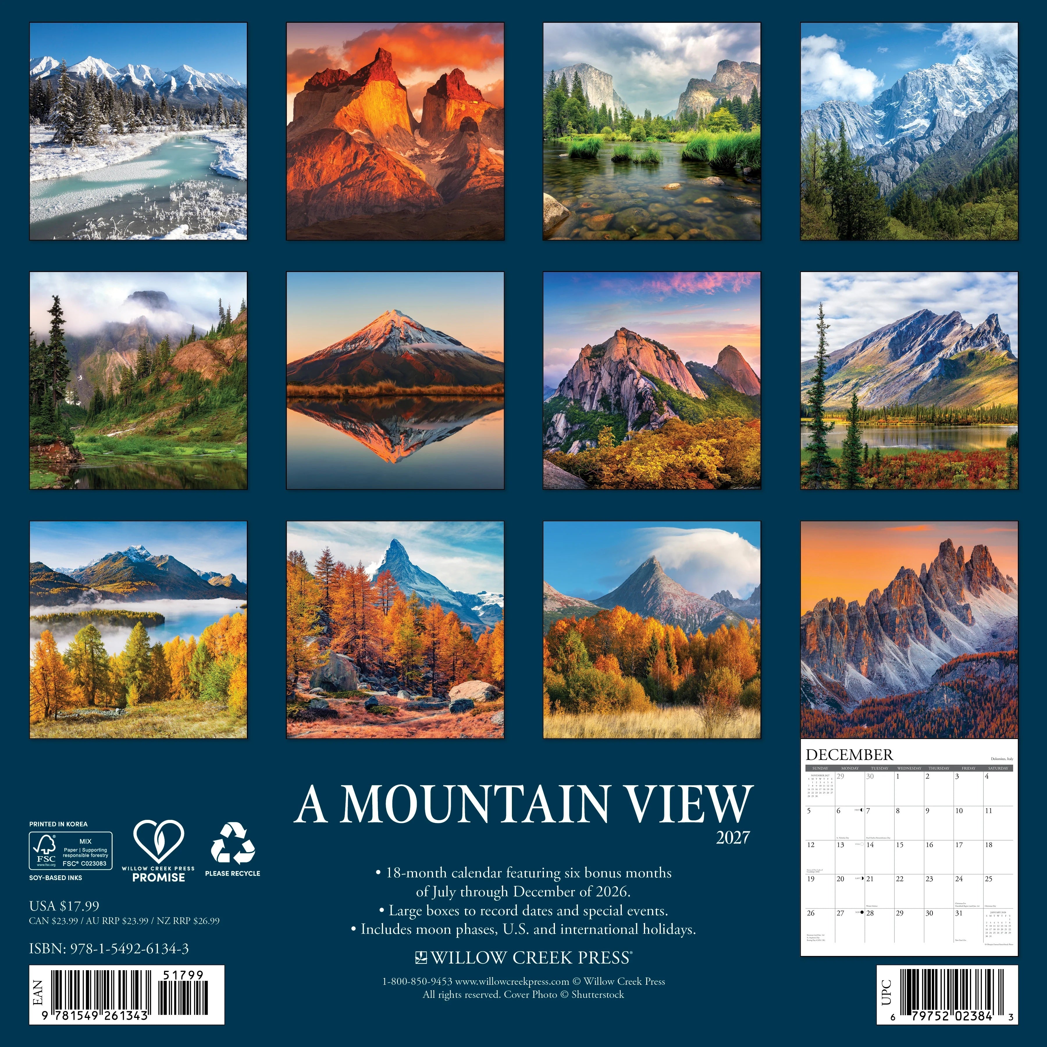 2027 a Mountain View Wall Calendar 12X12 20 9781549261343_fe8142fb-af25-4561-a949-216660566c6e