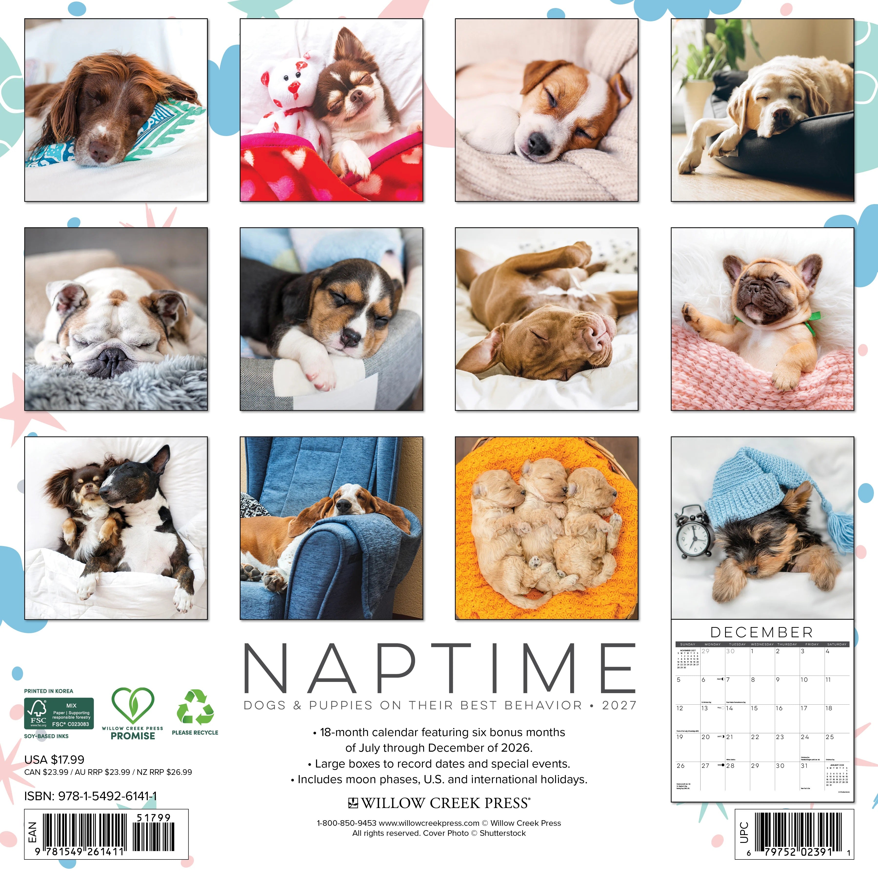 2027 Naptime: Dogs on Their Best Behavior Wall Calendar 12X12 20 9781549261411_2de4c853-bda8-4526-9fec-ec6e25524b3b