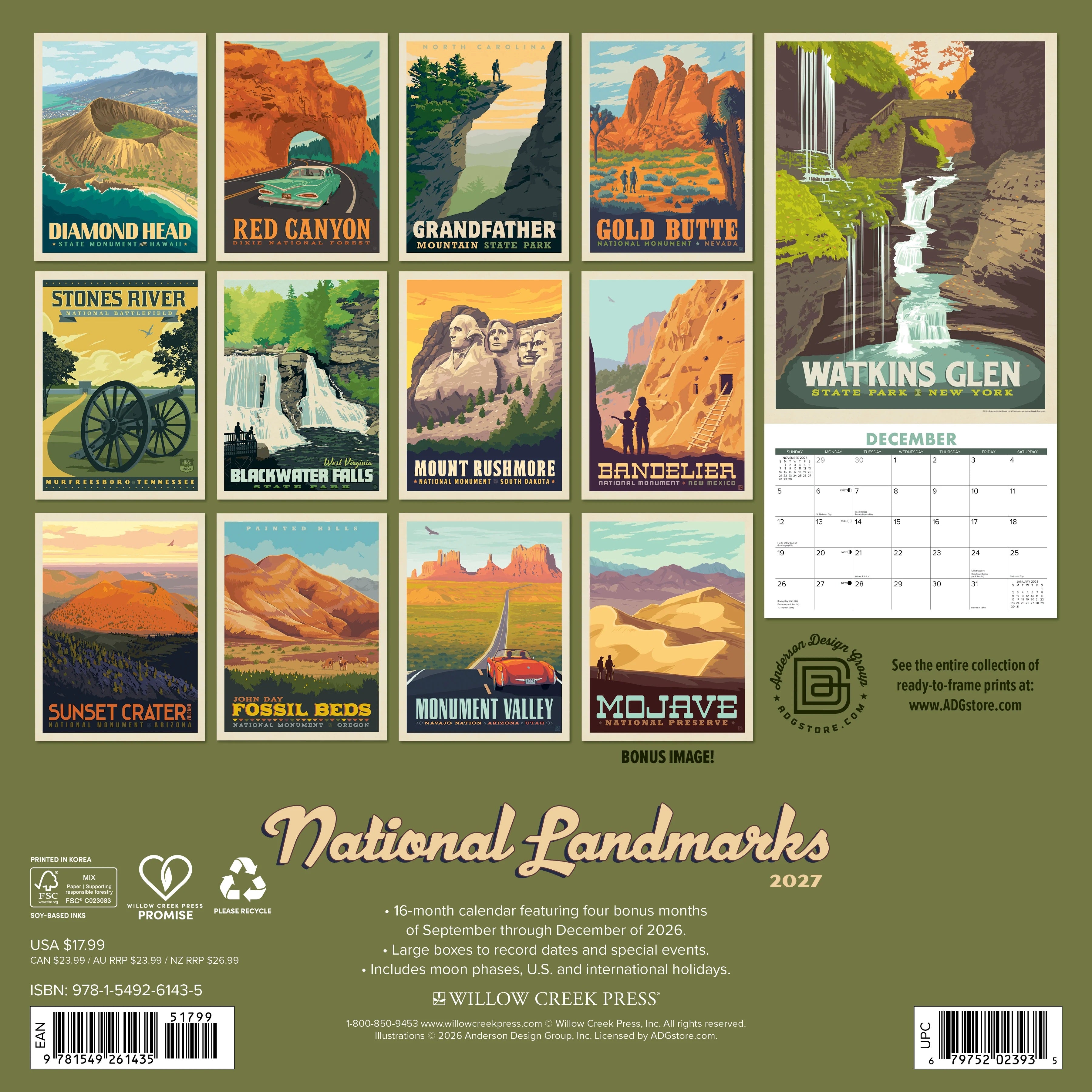 2027 National Landmarks (ADG) Wall Calendar 12X12 20 9781549261435_29b1870c-0f08-4374-9d75-046f3962dc42