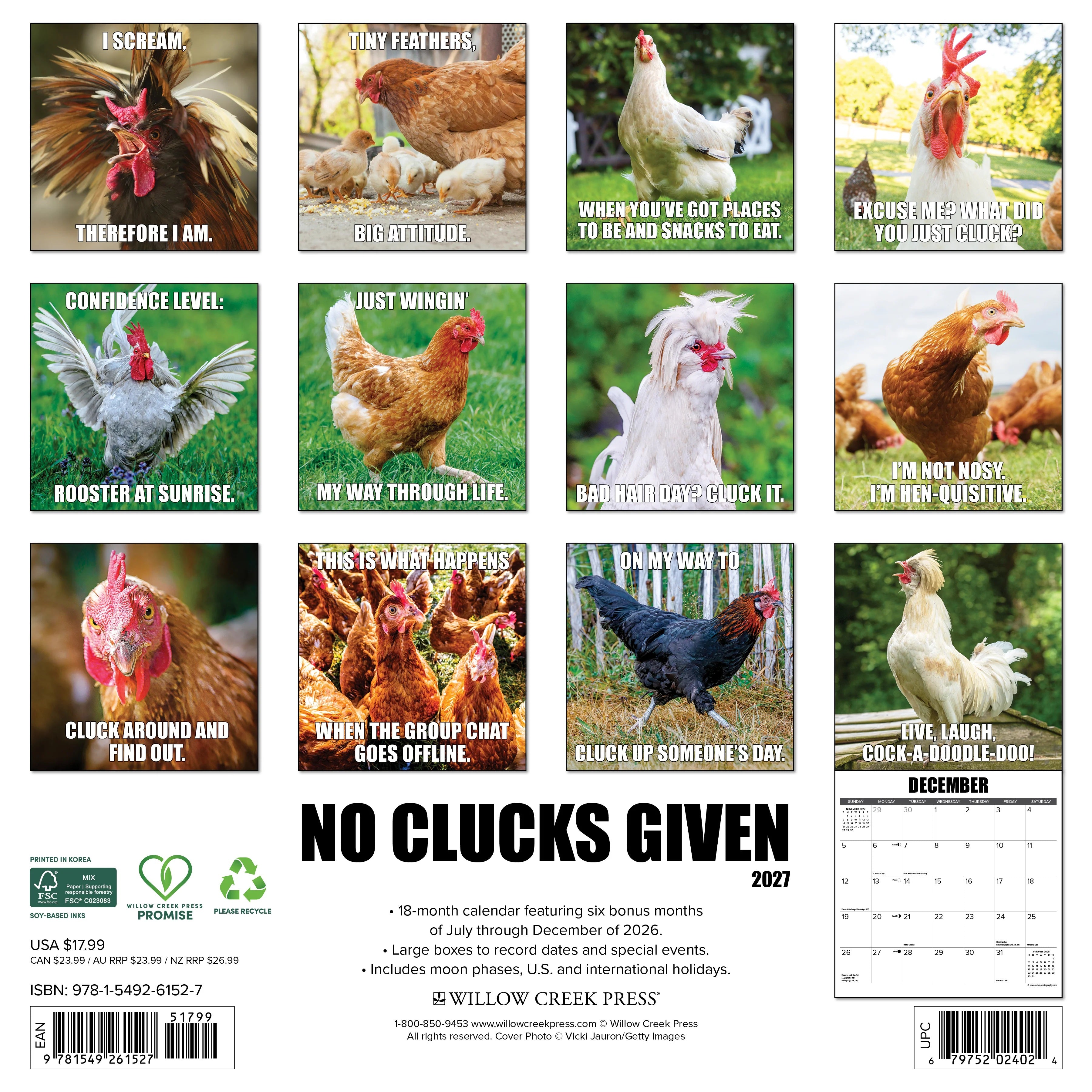 2027 No Clucks Given Wall Calendar 12X12 20 9781549261527_589104a0-4bc7-447c-8462-ffa7a8f02139