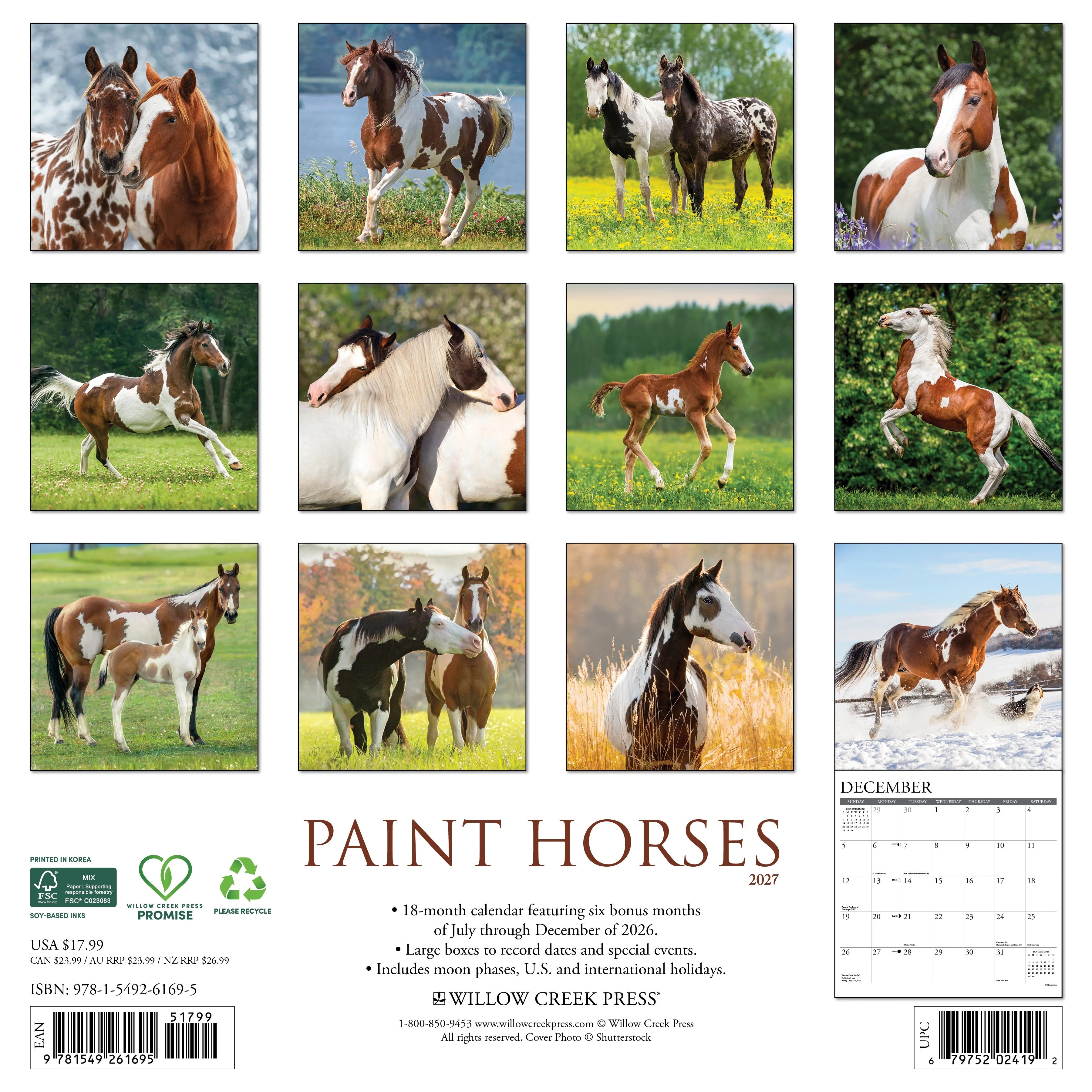 2027 Paint Horses Wall Calendar 12X12 20 9781549261695_70472c90-4678-45de-9276-36f5f47cefe5