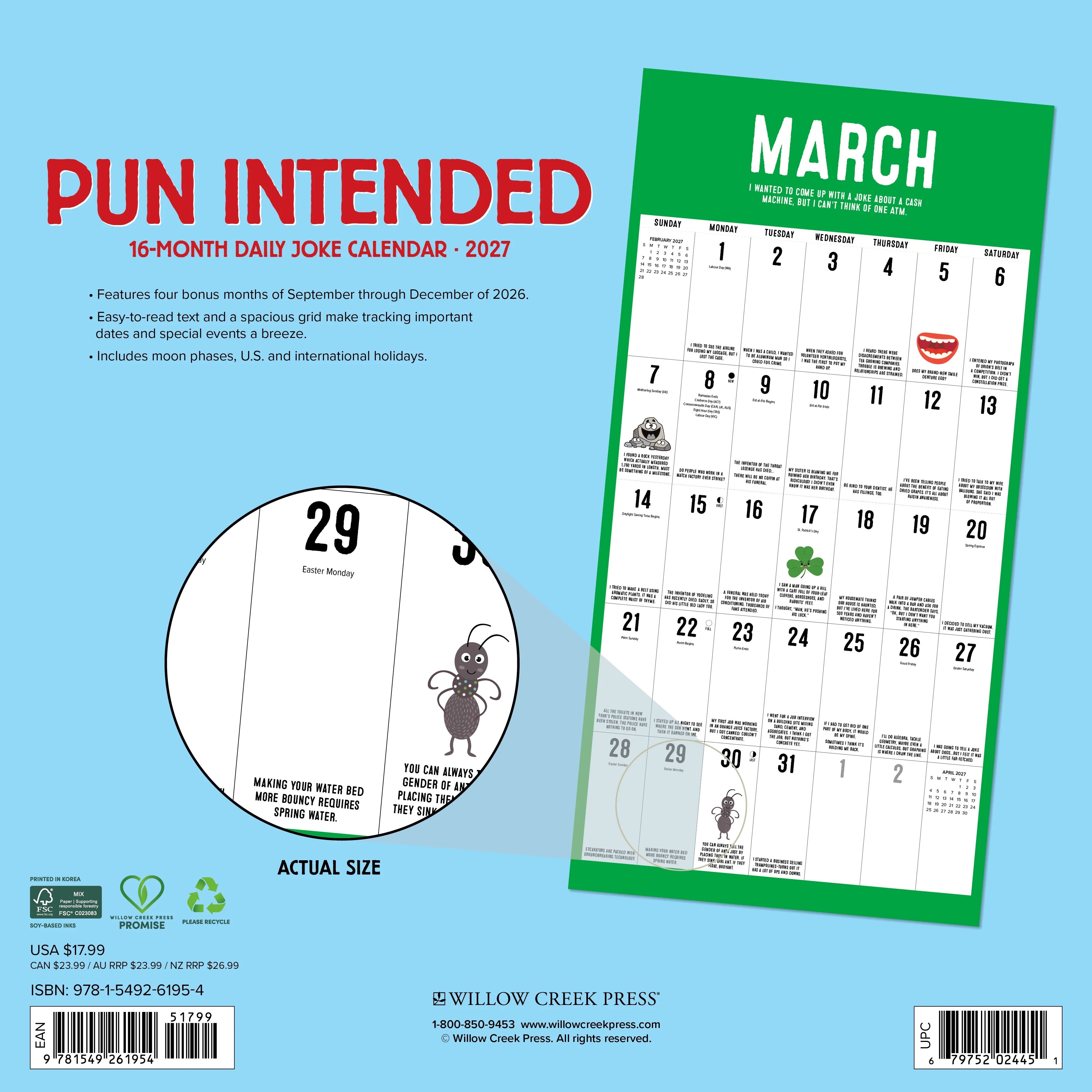 2027 Pun Intended Wall Calendar 12X12 20 9781549261954_805062e7-1f4d-4d73-91e7-6ccf2a42d681