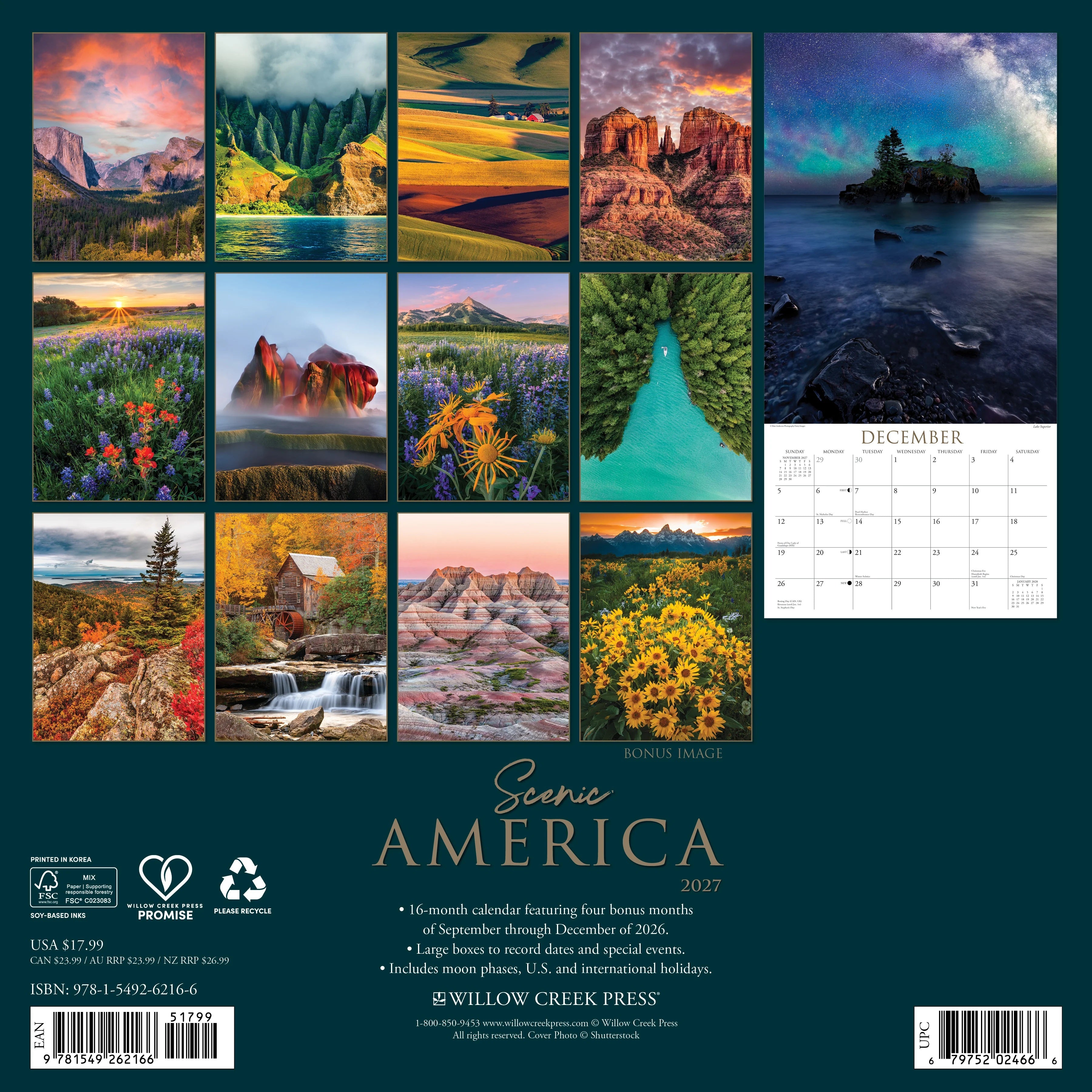 2027 Scenic America Wall Calendar 12X12 20 9781549262166_70648e5a-da61-451b-8af9-17287869b90c