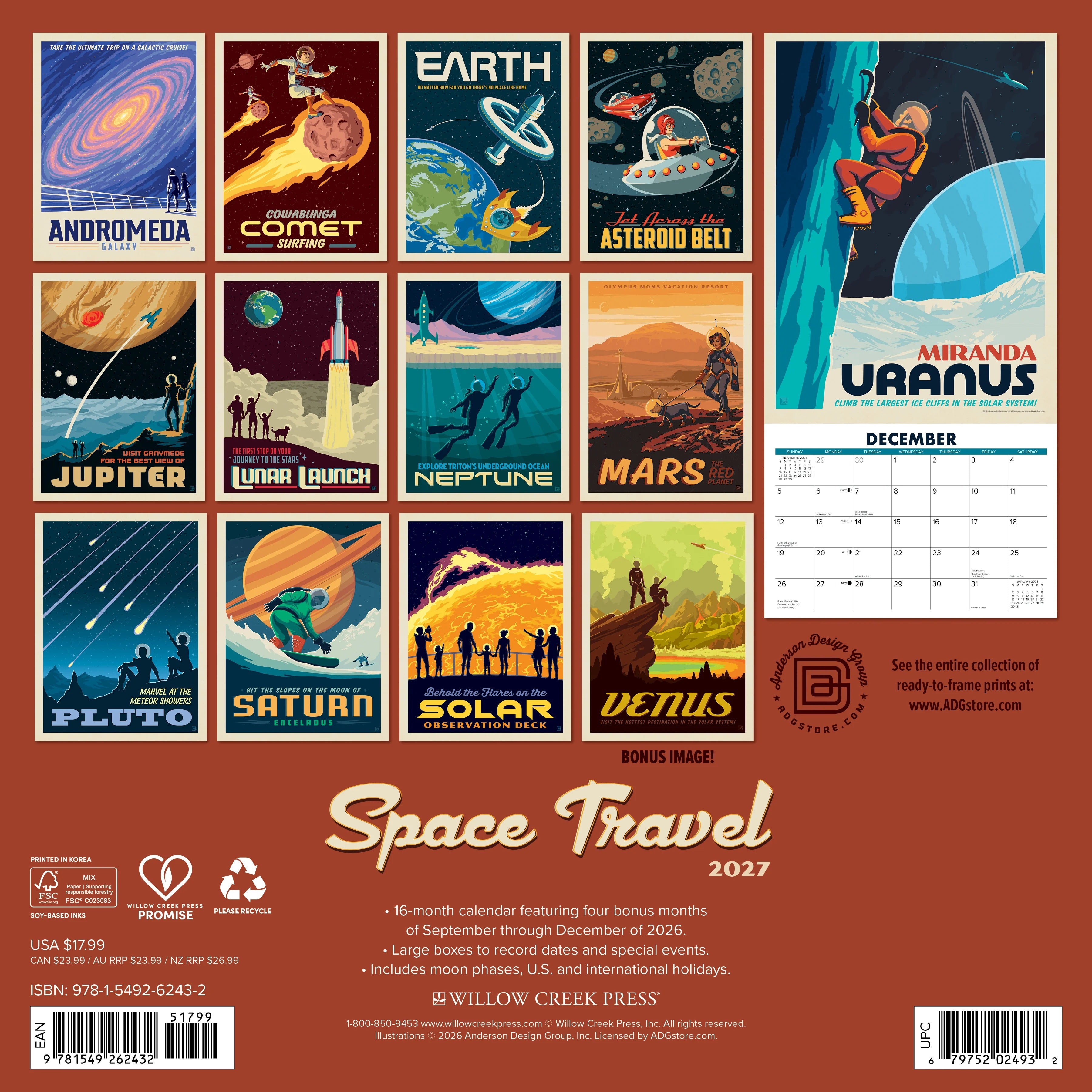 2027 Space Travel (ADG) Wall Calendar 12X12 20 9781549262432_f478a72a-01b3-4fe8-98c9-a6e273a27b34