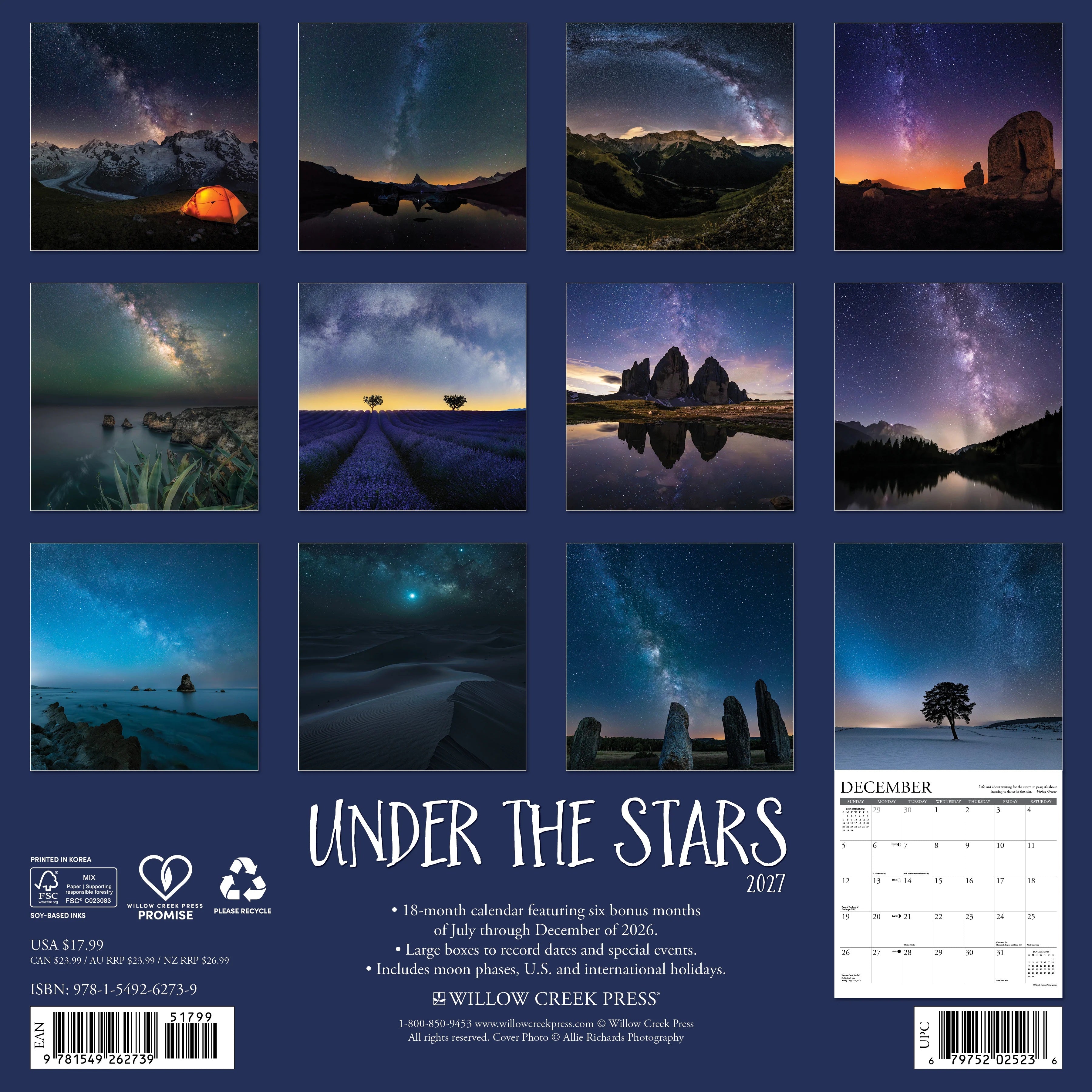 2027 Under the Stars Wall Calendar 12X12
