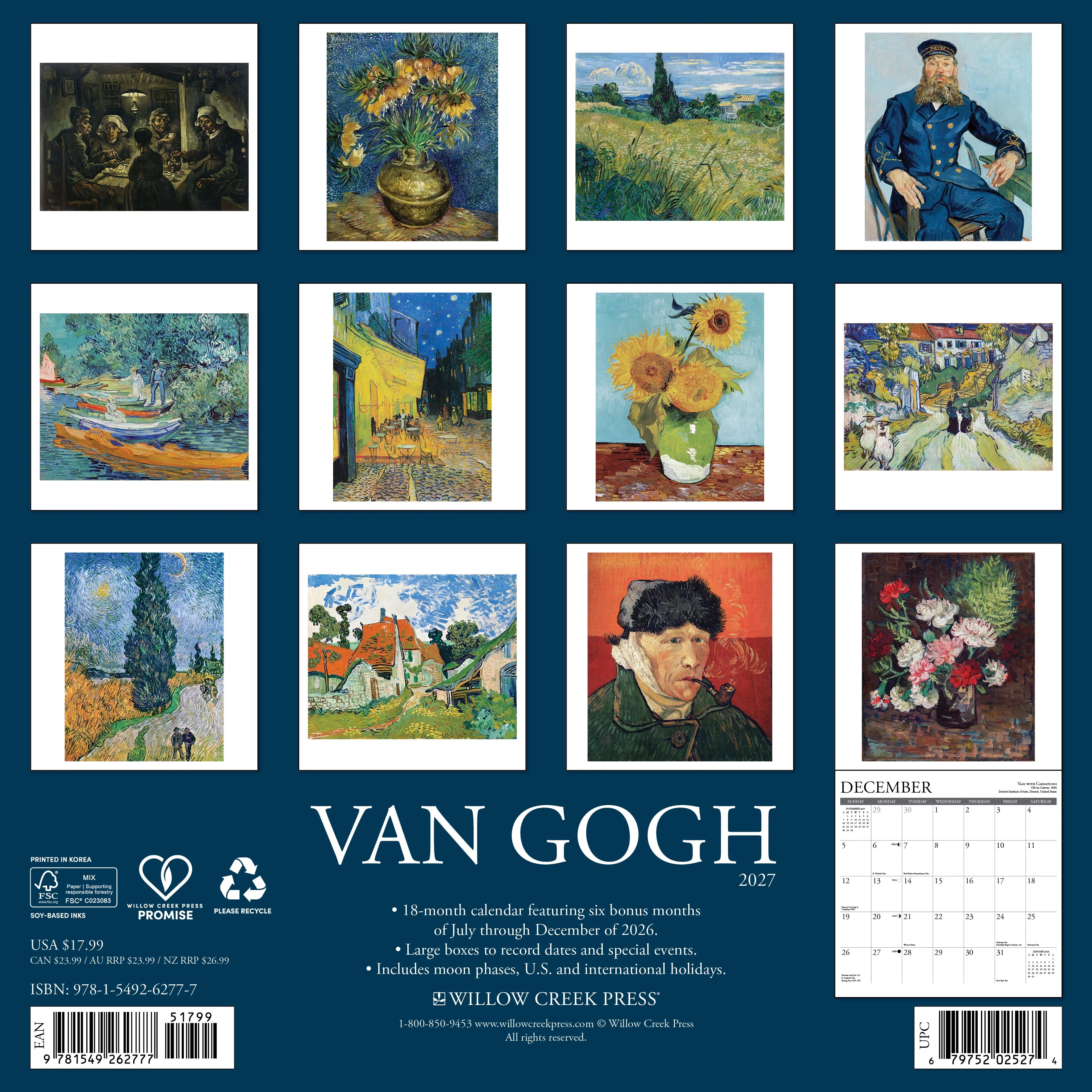 2027 Van Gogh Wall Calendar 12X12