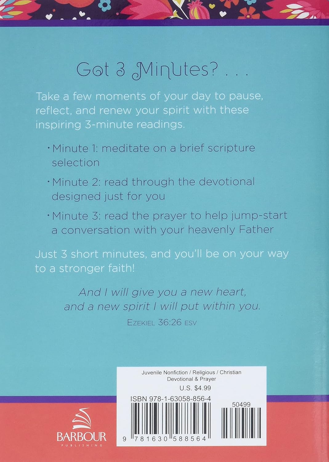 3-Minute Devotions For Teen Girls by Frazier. April 9781630588564_1