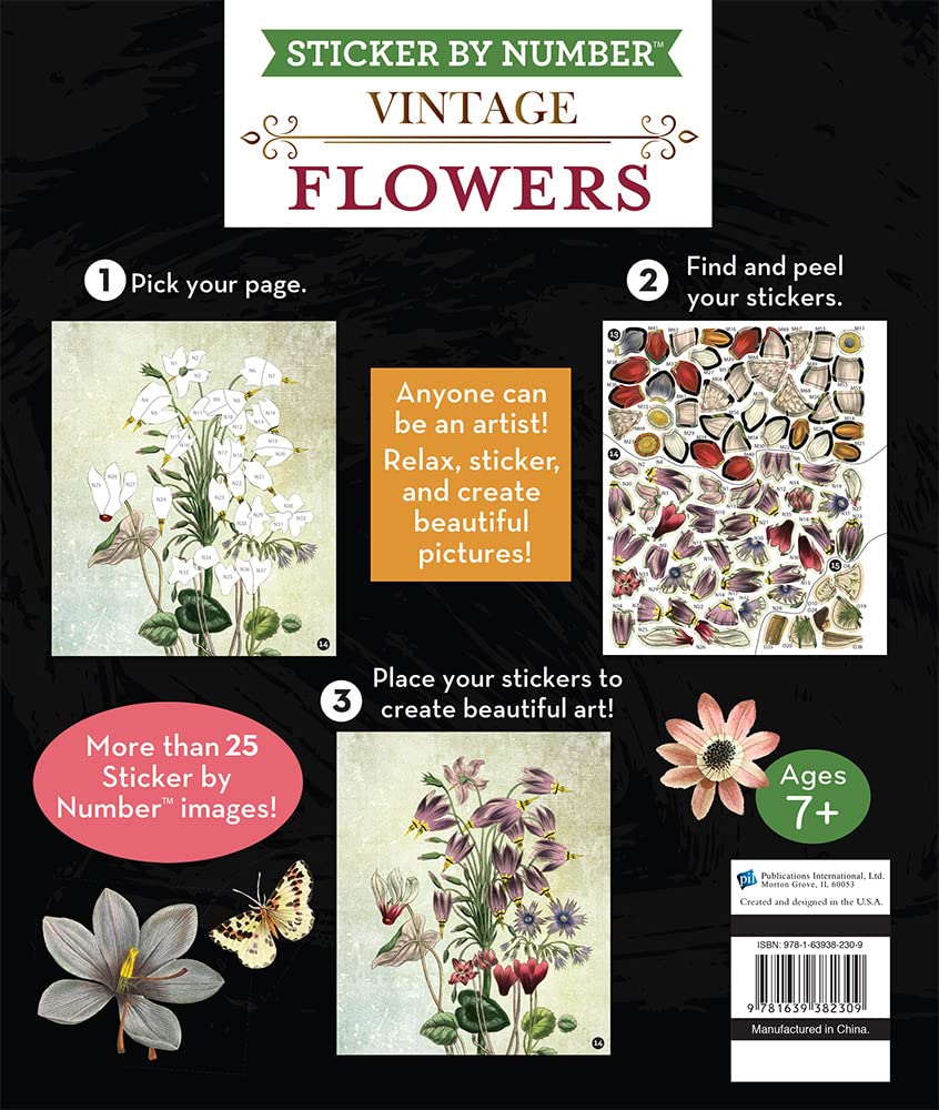 Vintage: Flowers (Sticker-By-Number) by Brain Games 20 9781639382309