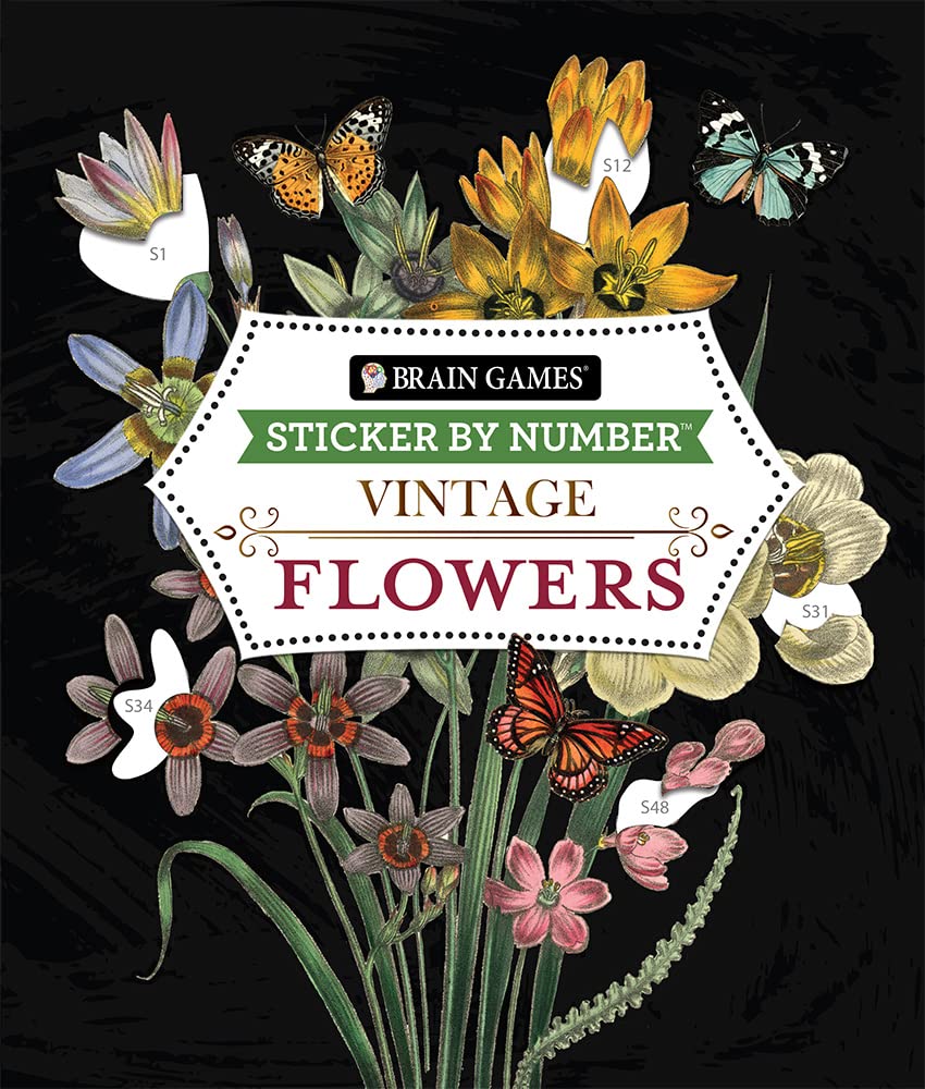 Vintage: Flowers (Sticker-By-Number) by Brain Games 20 9781639382309_9e46f47b-7592-4699-a13f-cf5d0dd308b3