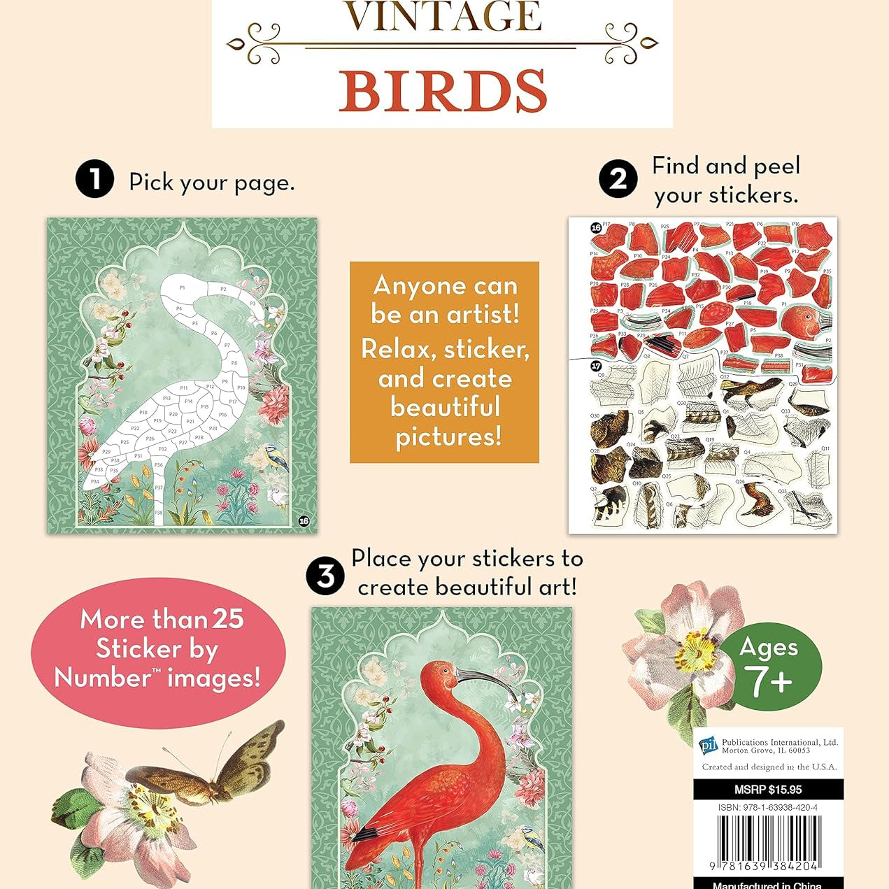 Vintage: Birds (Sticker-By-Number) by Brain Games 20 9781639384204_cbefca74-3f93-45d1-87f7-398d93468571