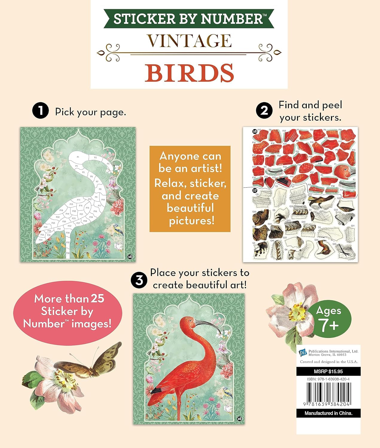 Vintage: Birds (Sticker-By-Number) by Brain Games 20 9781639384204_cbefca74-3f93-45d1-87f7-398d93468571