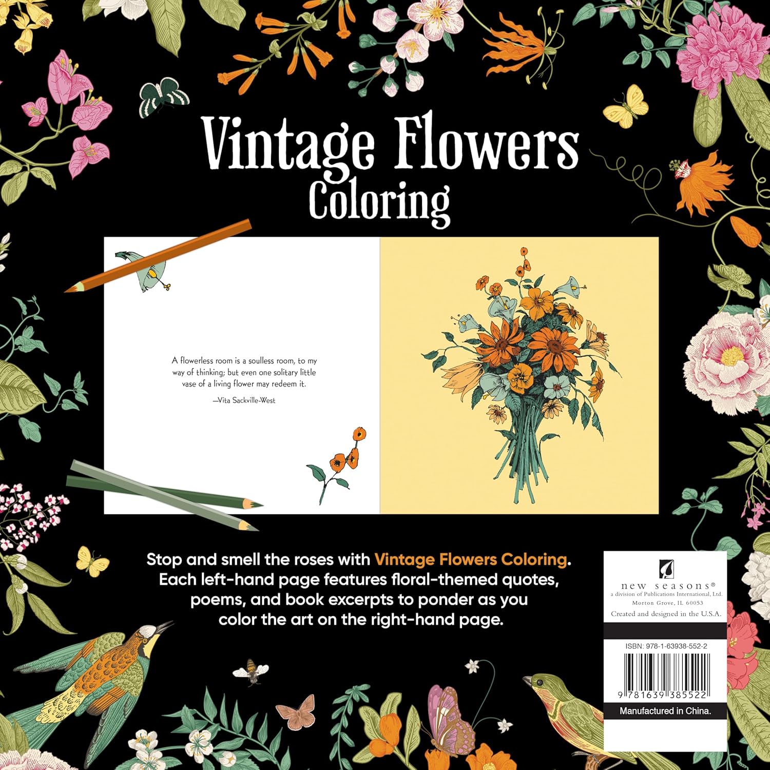 Vintage Flowers Coloring (Keepsake Coloring Books) by New Seasons 9781639385522_1
