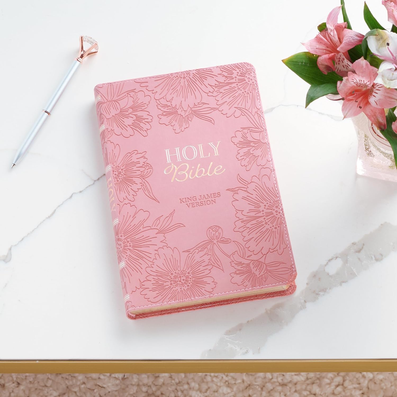 Kjv Holy Bible Pink Floral Faux Leather Gift Edition by Christian Art Gifts 20 9781639522859_3