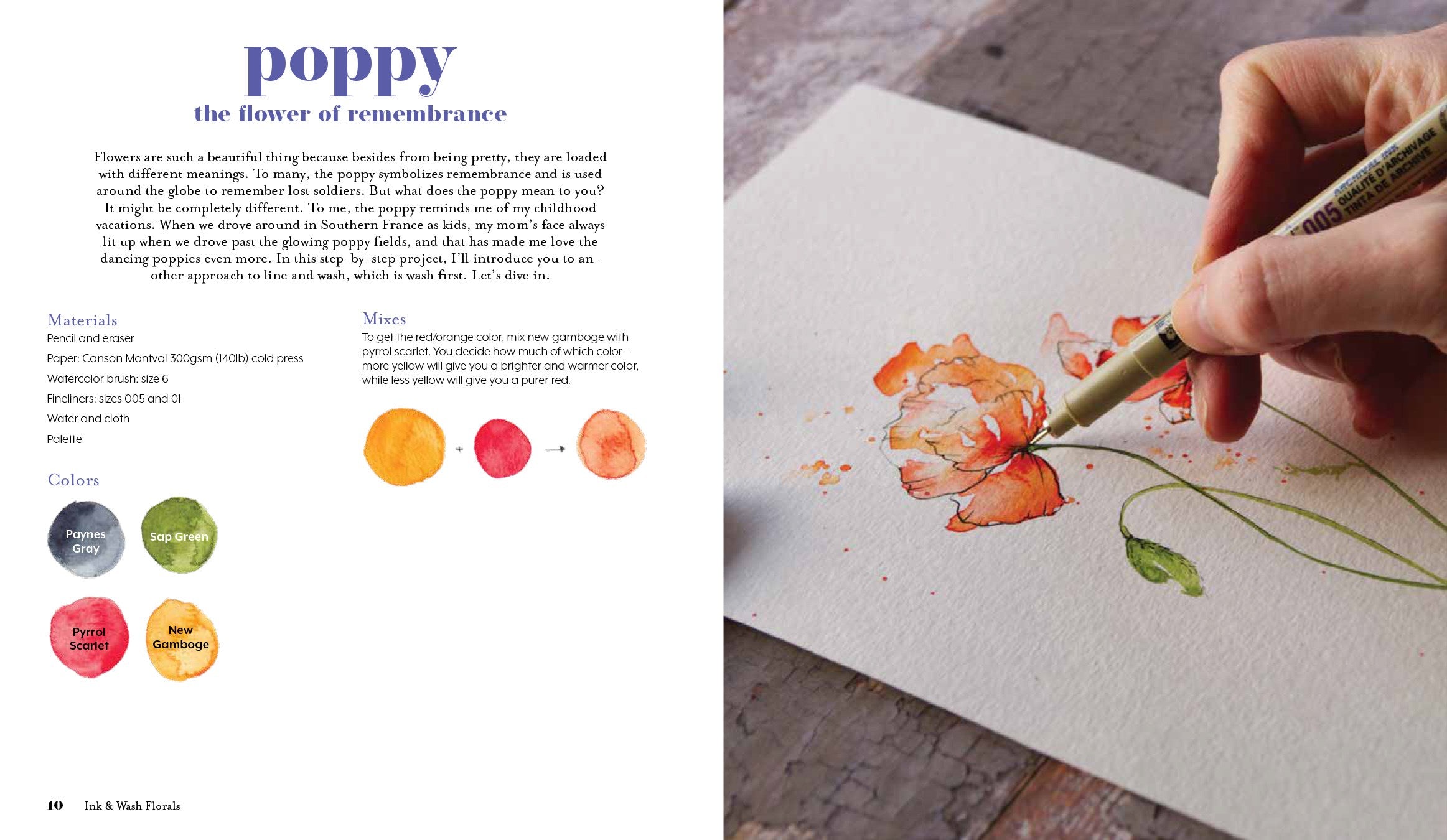 Ink & Wash Florals: Stunning Botanical Projects In Watercolor & Ink by Brix. 9781645676997_5