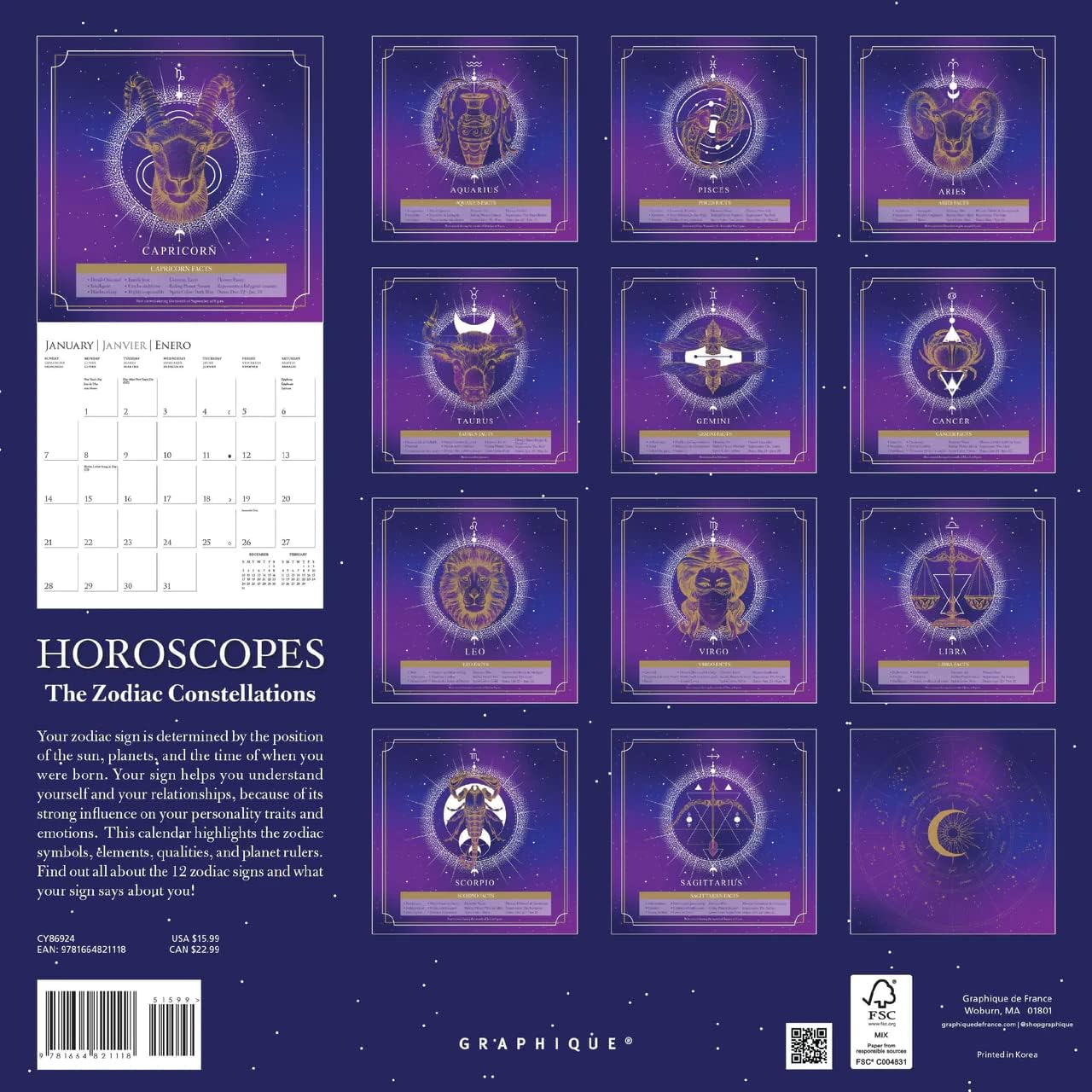 2024 Horoscopes Wall Calendar - Graphique 9781664821118_f7fc0511-9c0f-47b9-af11-fc873db3b54e