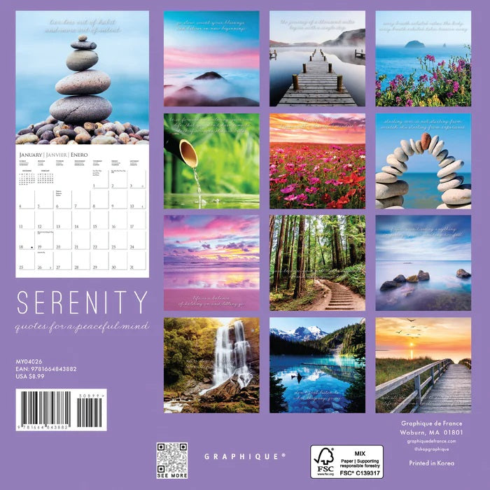 2026 Serenity 7X7 Mini Wall Calendar 9781664843882
