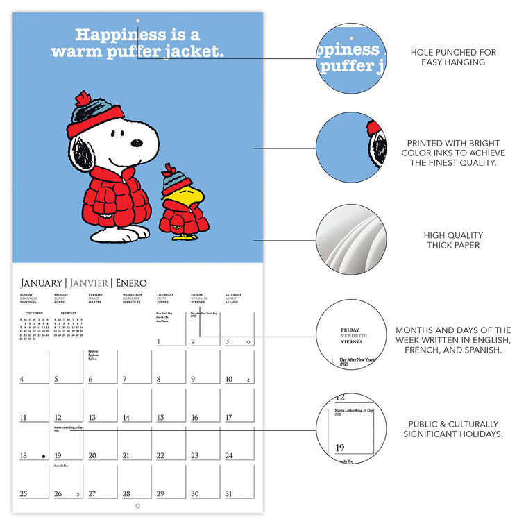2026 Peanuts Happines Is 12X12 Wall Calendar 9781664844810_2