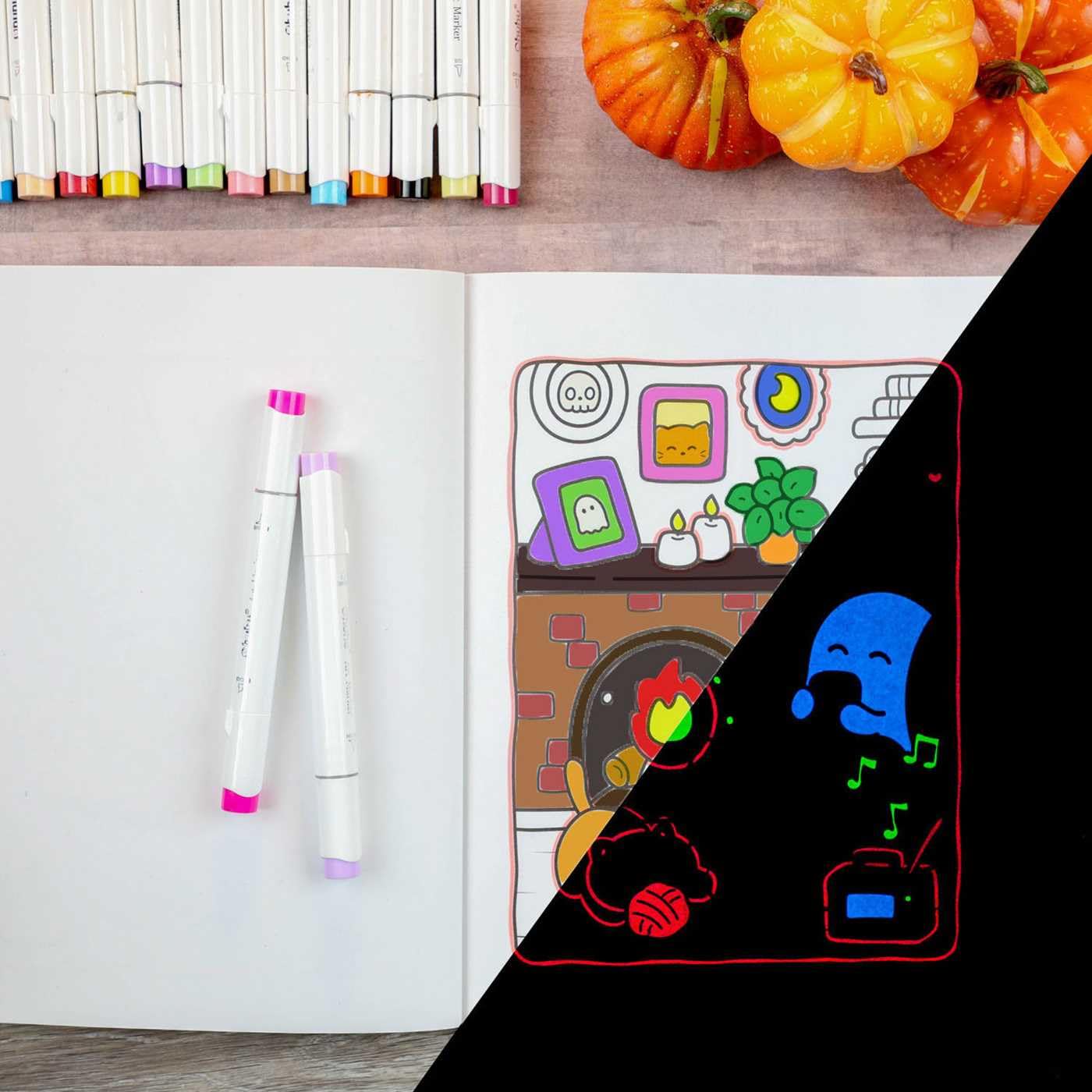 Cozy Nightmare Glow-In-The-Dark Coloring by Thunder Bay Press 9781667211305_2