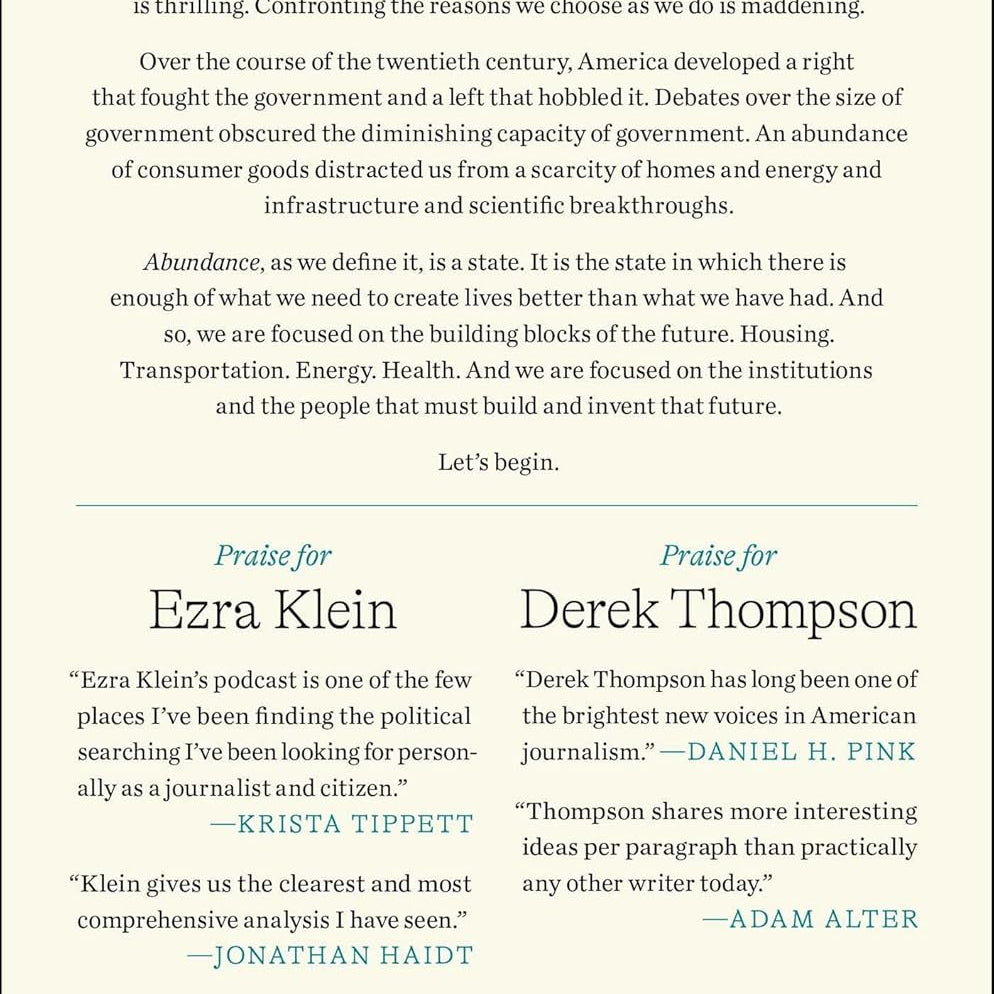 Abundance: What Progress Takes by Klein. Ezra; Thompson. Derek 9781668023488_1
