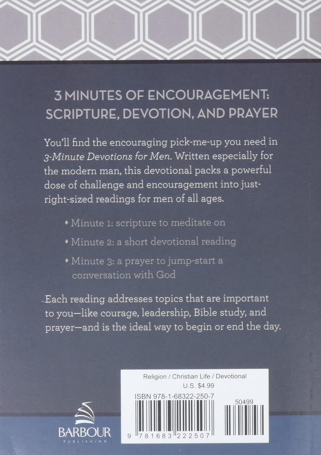 3-Minute Devotions For Men by Barbour 9781683222507_1