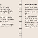 "Meditation Dice: 6 Dice by Thousands of Possible Combinations" by Franzen, Alex 20 9781797233512_2
