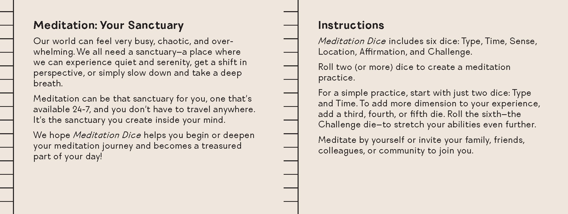 "Meditation Dice: 6 Dice by Thousands of Possible Combinations" by Franzen, Alex 20 9781797233512_2
