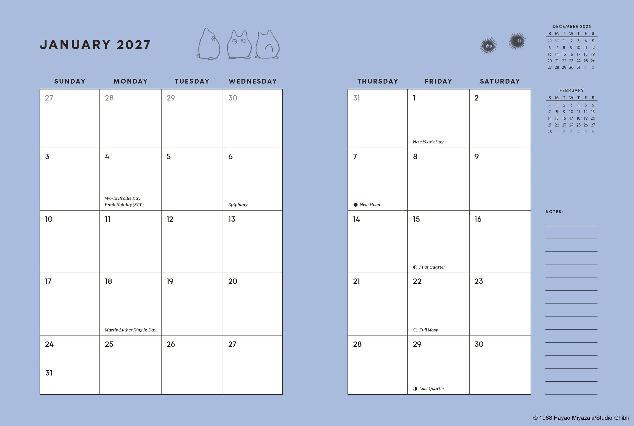 Studio Ghibli My Neighbor Totoro 2027 12-Month Weekly Planner 20 9781797235523_3