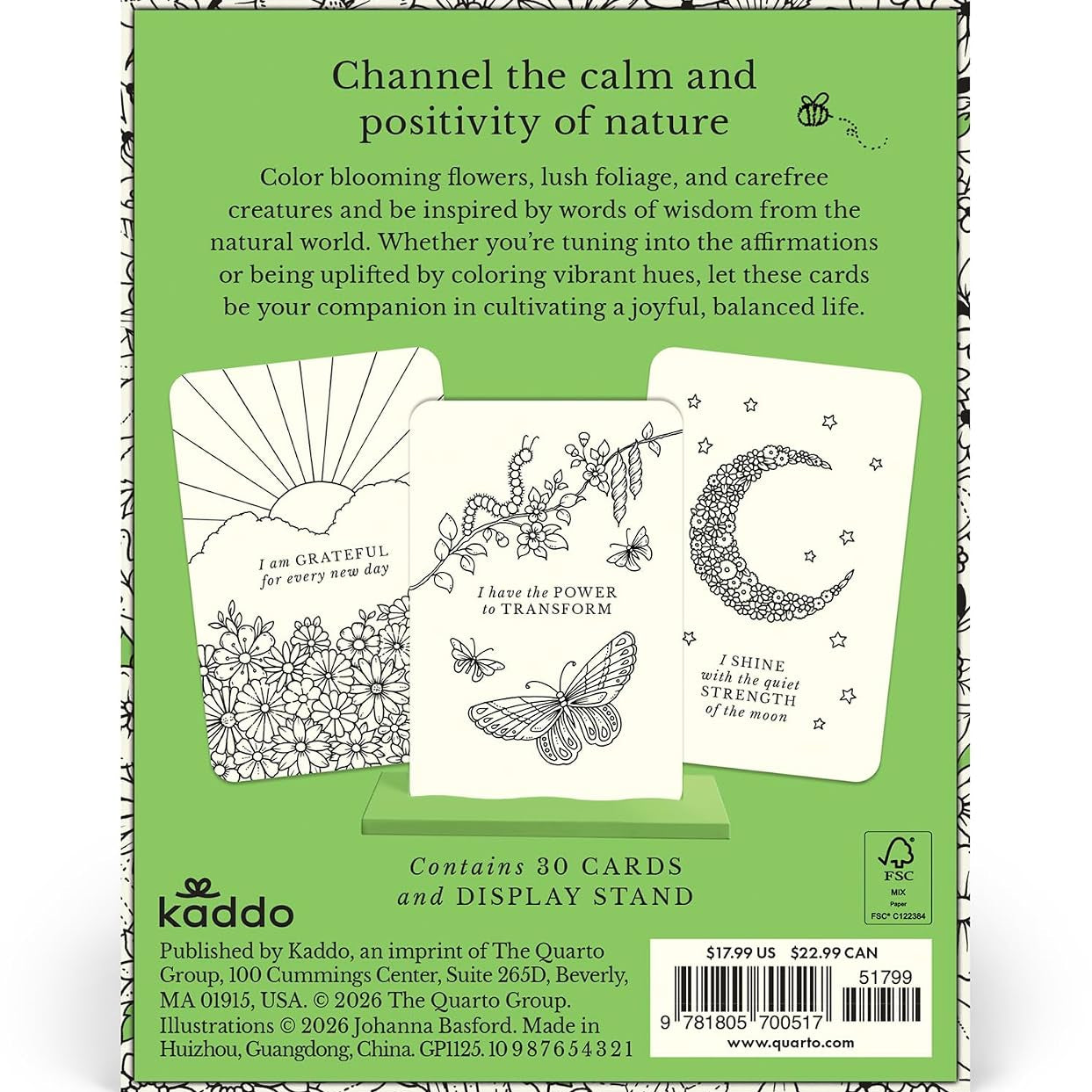 Notes From Nature: 30 Affirmation Cards To Color by Basford. Johanna 20 9781805700517_1