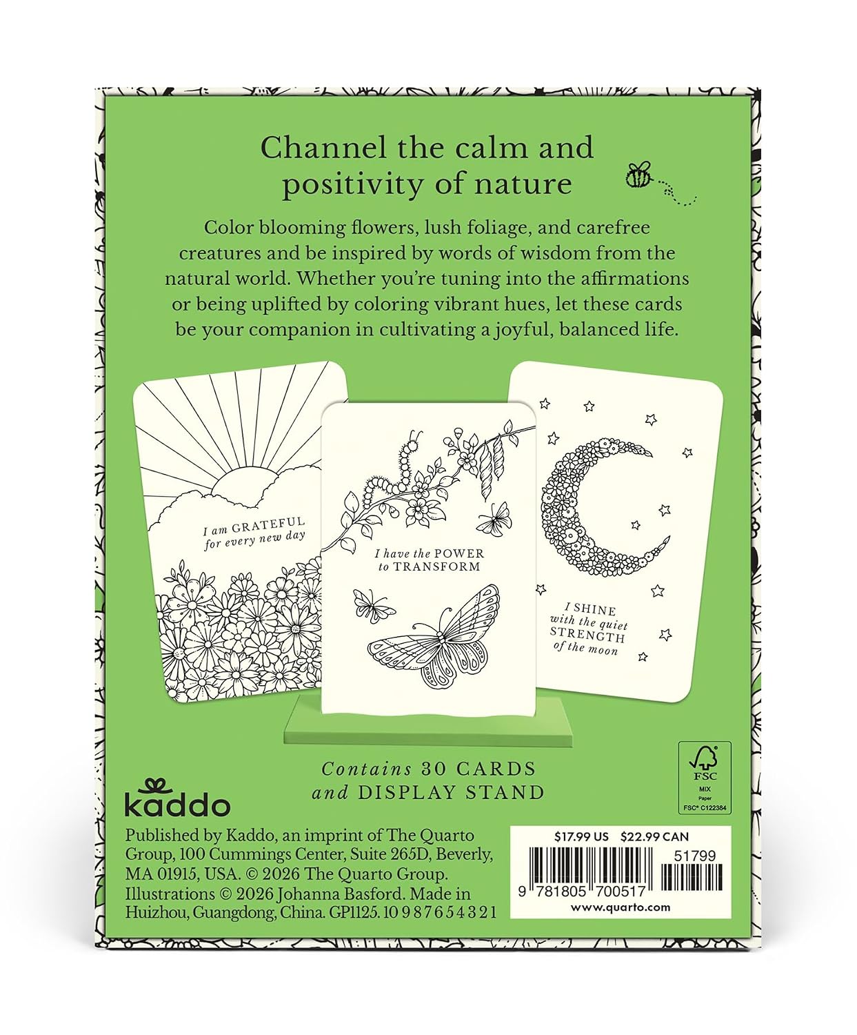 Notes From Nature: 30 Affirmation Cards To Color by Basford. Johanna 20 9781805700517_1