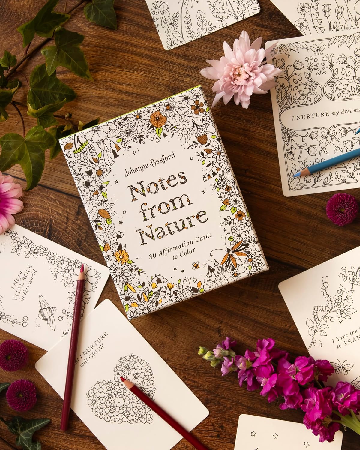Notes From Nature: 30 Affirmation Cards To Color by Basford. Johanna 20 9781805700517_4