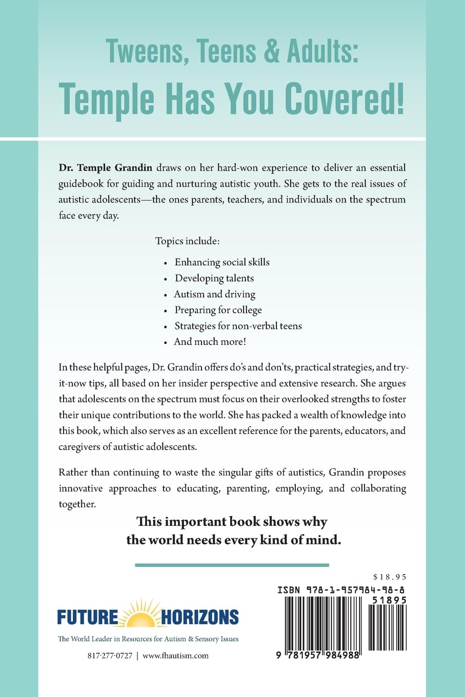 Autism And Adolescence: What Teens And Adults Need To Know by Grandin. Temple 20 9781957984988_1