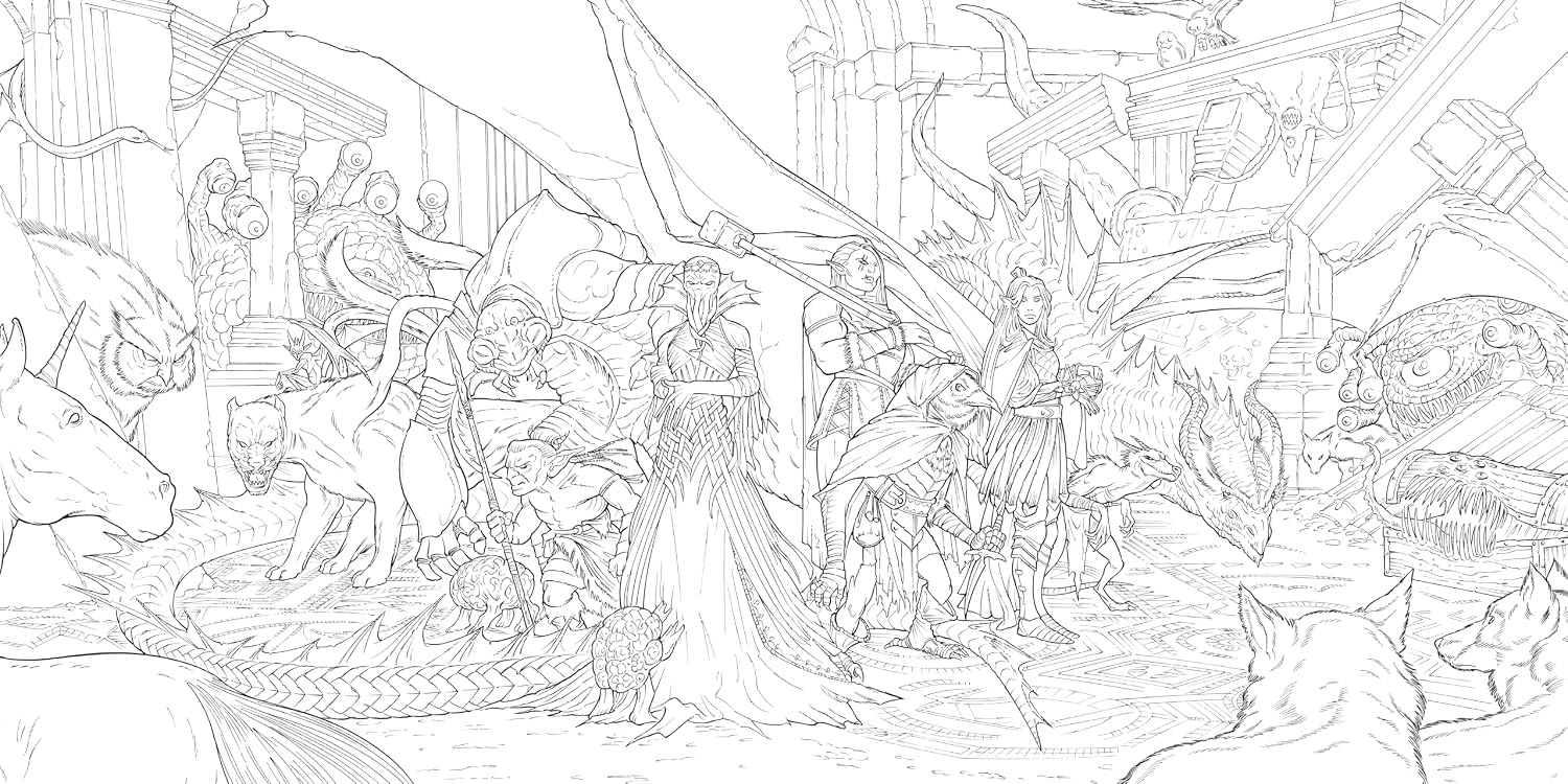 The Dungeons & Dragons Coloring Book: 80 Adventurous Line Drawings by Official D 9781984862198_1
