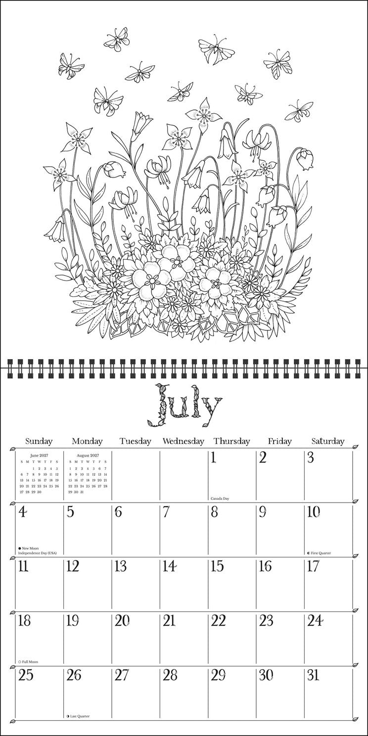 2027 Johanna Basford Wonderful Wildflowers Coloring Wall Calendar 12x12 20 9798881607845_2