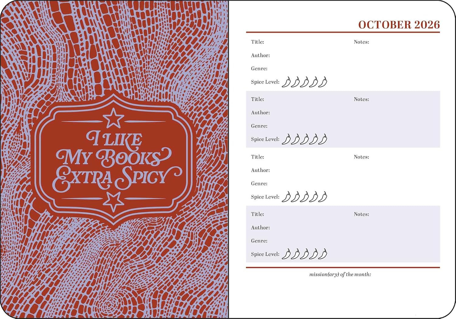 2026-2027 Spicy Book Club 16-Month Weekly/Monthly Planner Engagement Calendar 20 9798881608088_2
