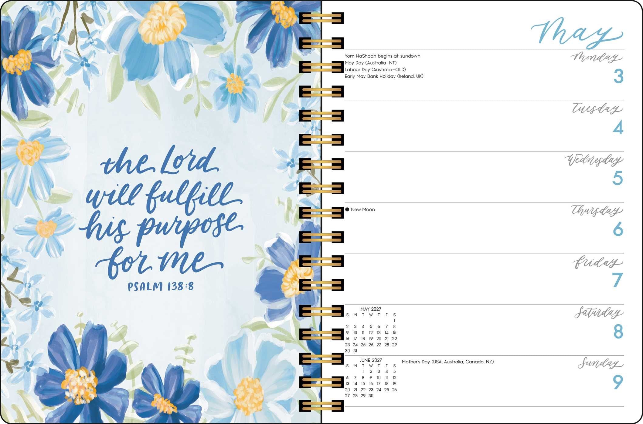 2027 Scriptures and Florals Weekly/Monthly Planner Calendar 7x9 20 9798881608347_2