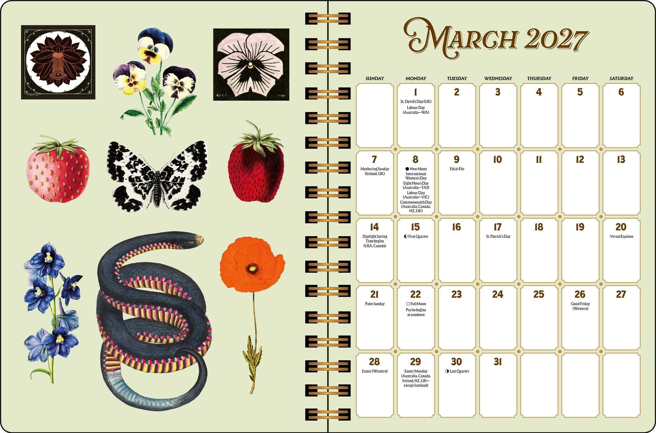 2027 The Antiquarian Sticker Book Monthly/Weekly Planner Calendar w/ sticker 7X9 20 9798881608620_1