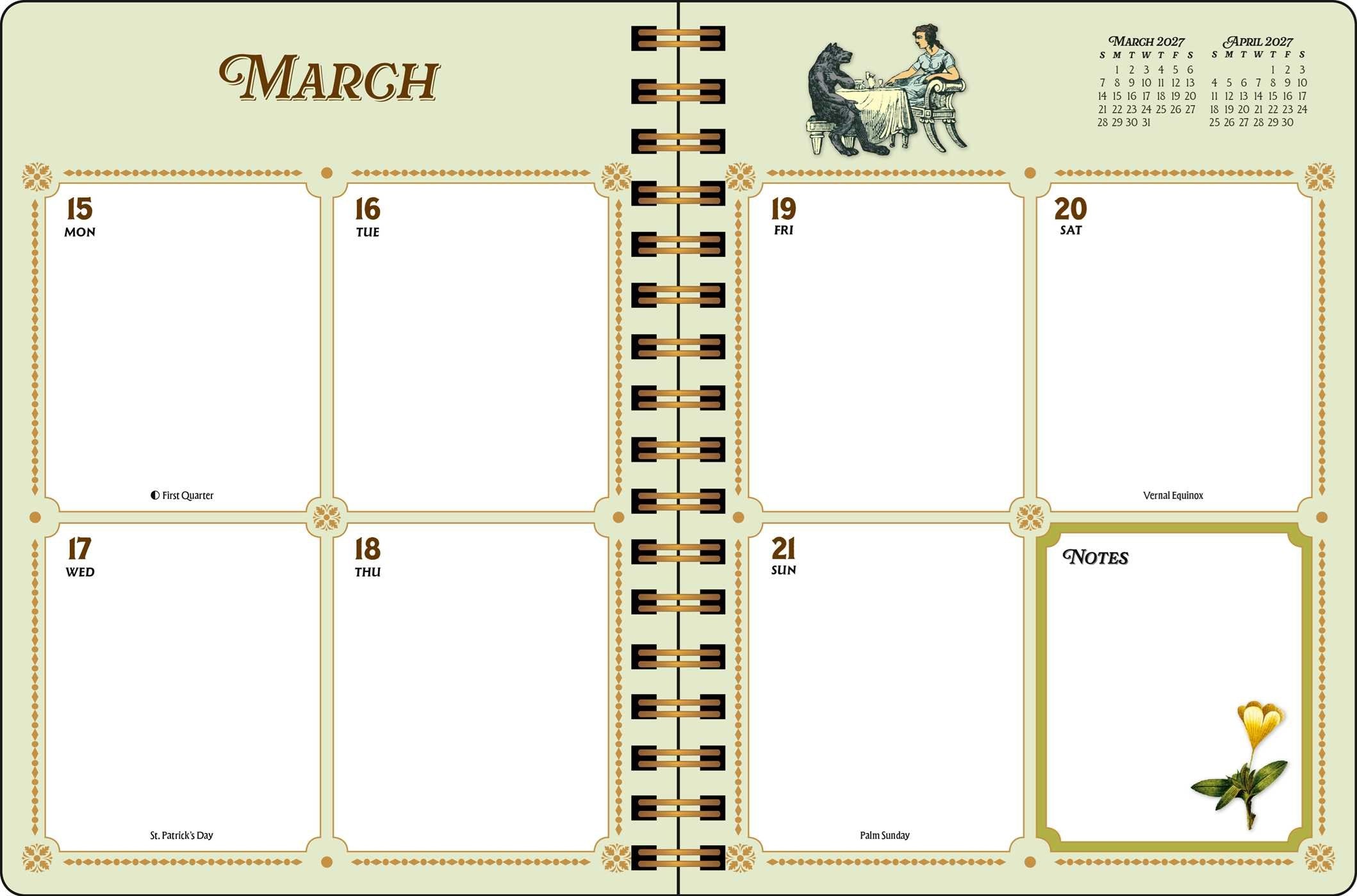 2027 The Antiquarian Sticker Book Monthly/Weekly Planner Calendar w/ sticker 7X9 20 9798881608620_2
