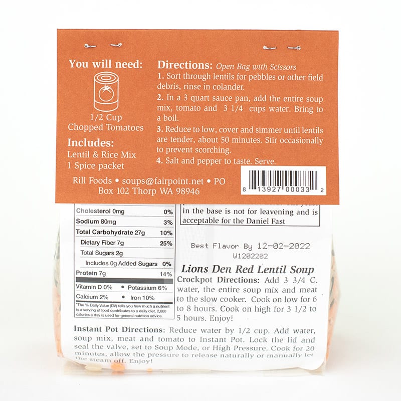 Lion's Den Red Lentil Soup - Small AD-17710
