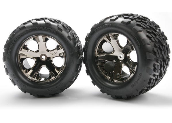 Traxxas 3668A Talon 2.8" Tires Assembled On All-Star Black-Chrome Wheels AD-19760_5d98aff3-54af-4749-82c7-266818df2d76