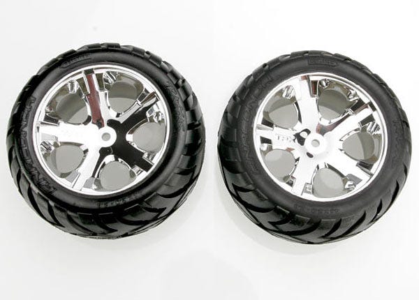 Traxxas 3773 Anaconda Tires Pre-Glued On All Star Chrome Wheels (Pair) (Electric AD-19788_ab650f6a-f8c9-4220-9389-ad9a1b4efc18