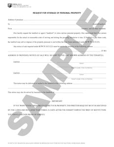 812.19 Request For Storage Of Personal Property 82 AD-20237
