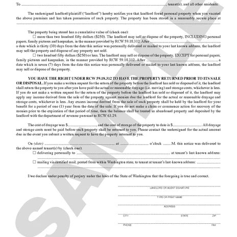 812.20 Landlord's Notice Of Sale Or Disposal Of Personal Property 82 AD-20238