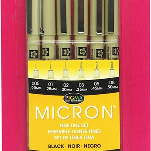 6Pc Micron Pen Black Set CW-10117